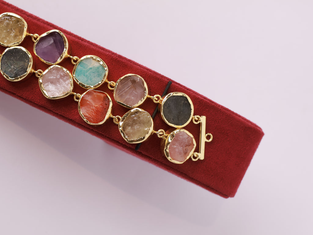 Raw Gemstone Double-Strand Bracelet