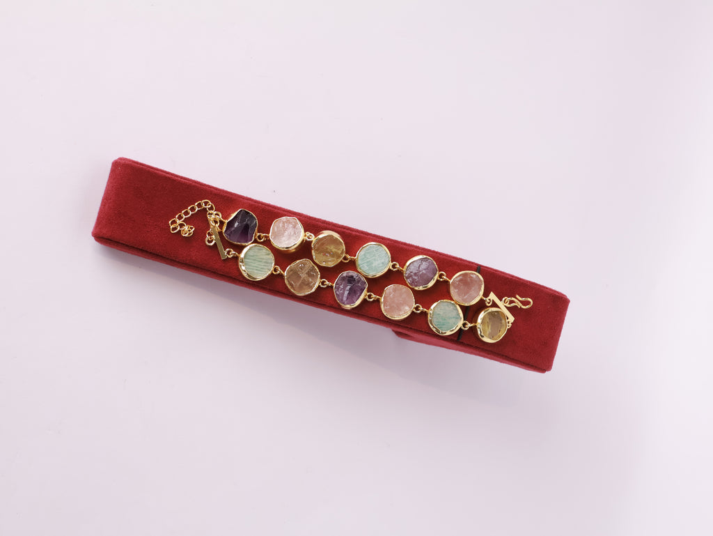 Raw Gemstone Double-Strand Bracelet