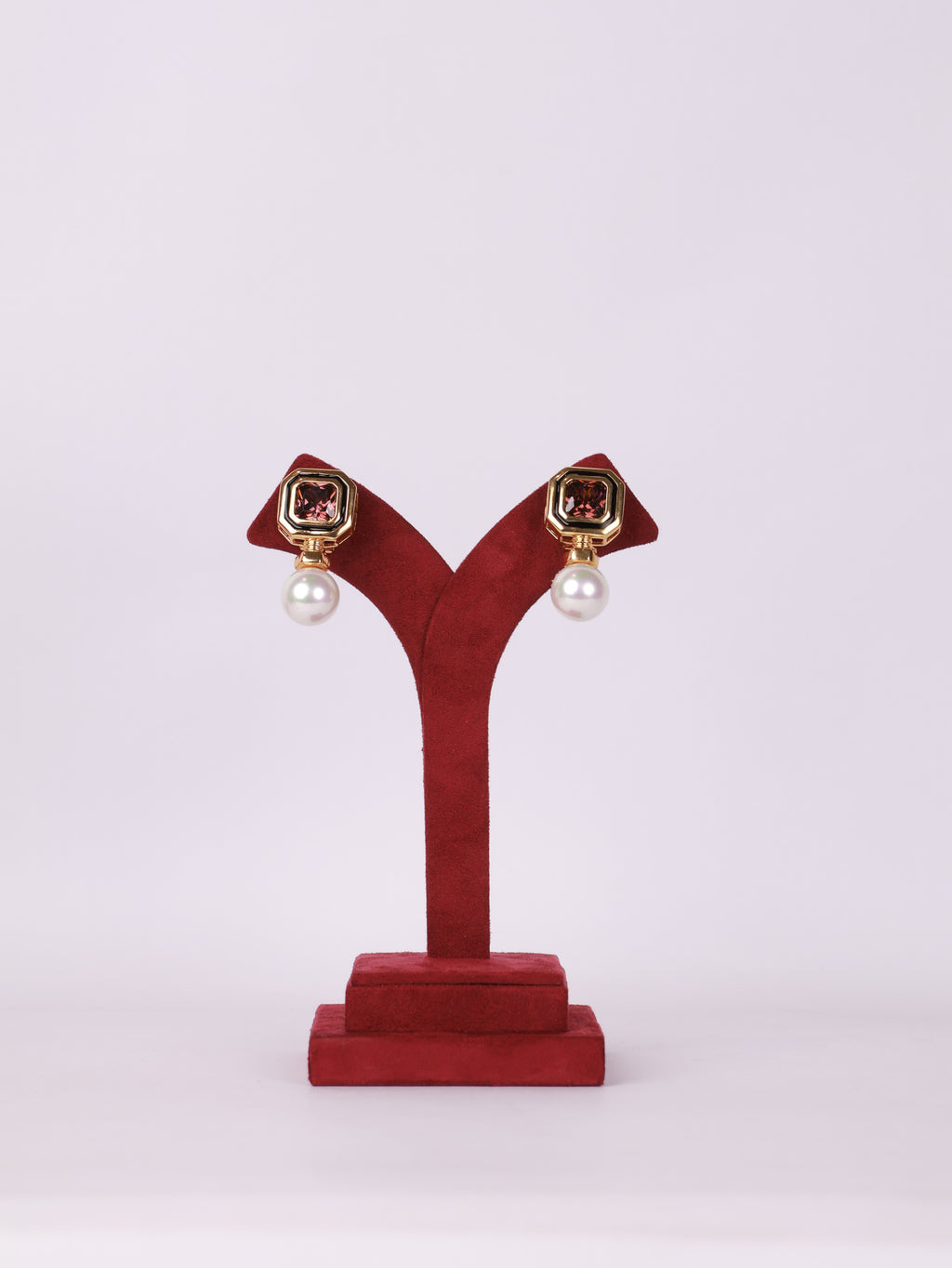 Smoky Topaz & Pearl Art Deco Drop Earrings