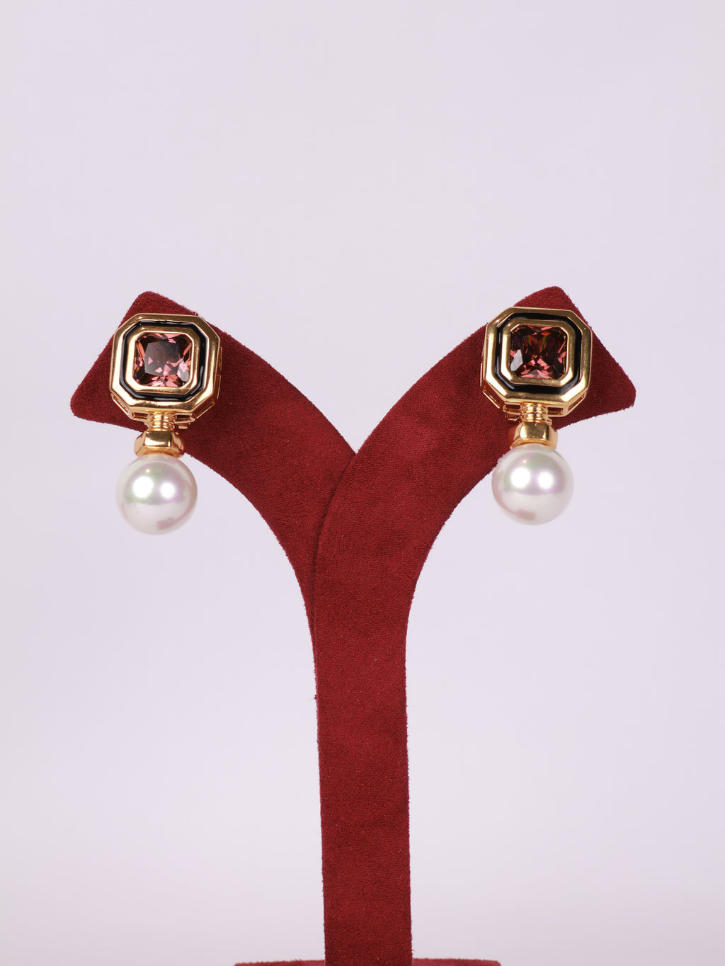 Smoky Topaz & Pearl Art Deco Drop Earrings