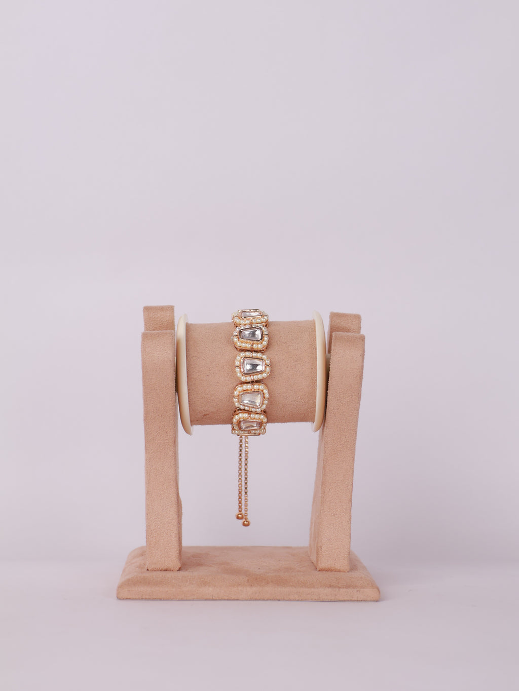 Royal Kundan Polki & Pearl Beaded Adjustable Bracelet
