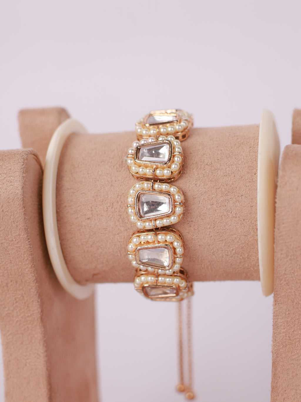 Royal Kundan Polki & Pearl Beaded Adjustable Bracelet