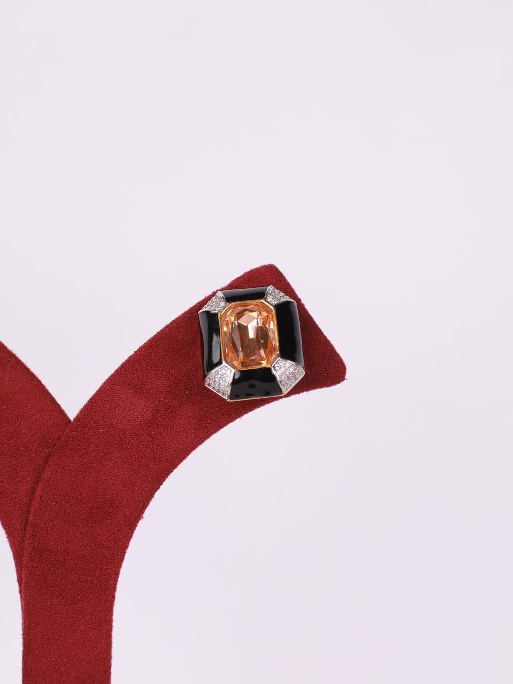 Royal Champagne Topaz & Black Enamel Octagon Stud Earrings