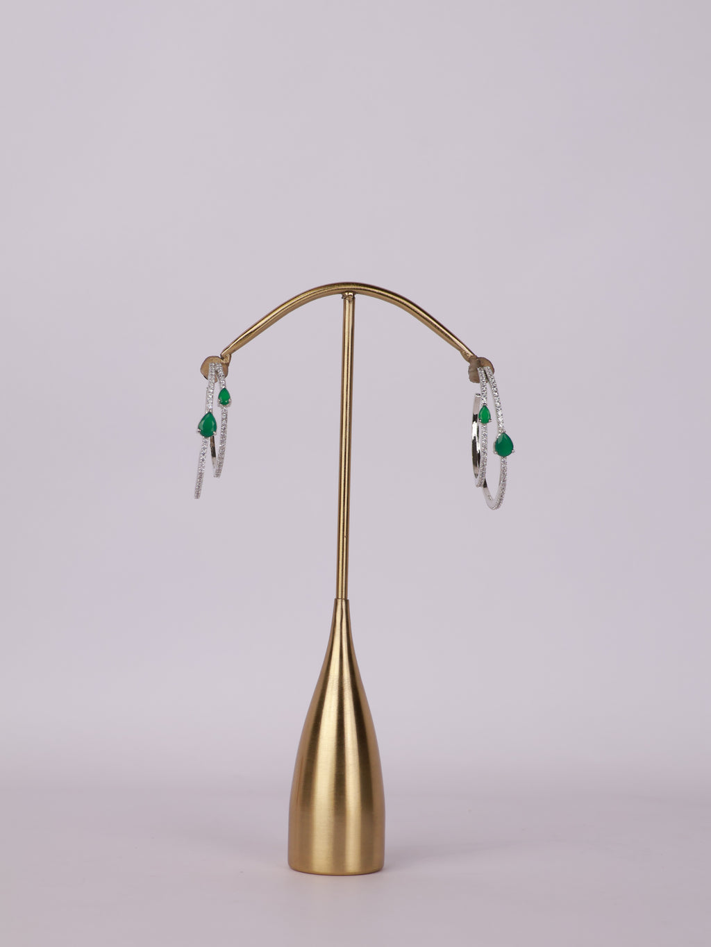 Royal Emerald Teardrop Double Hoop Earrings