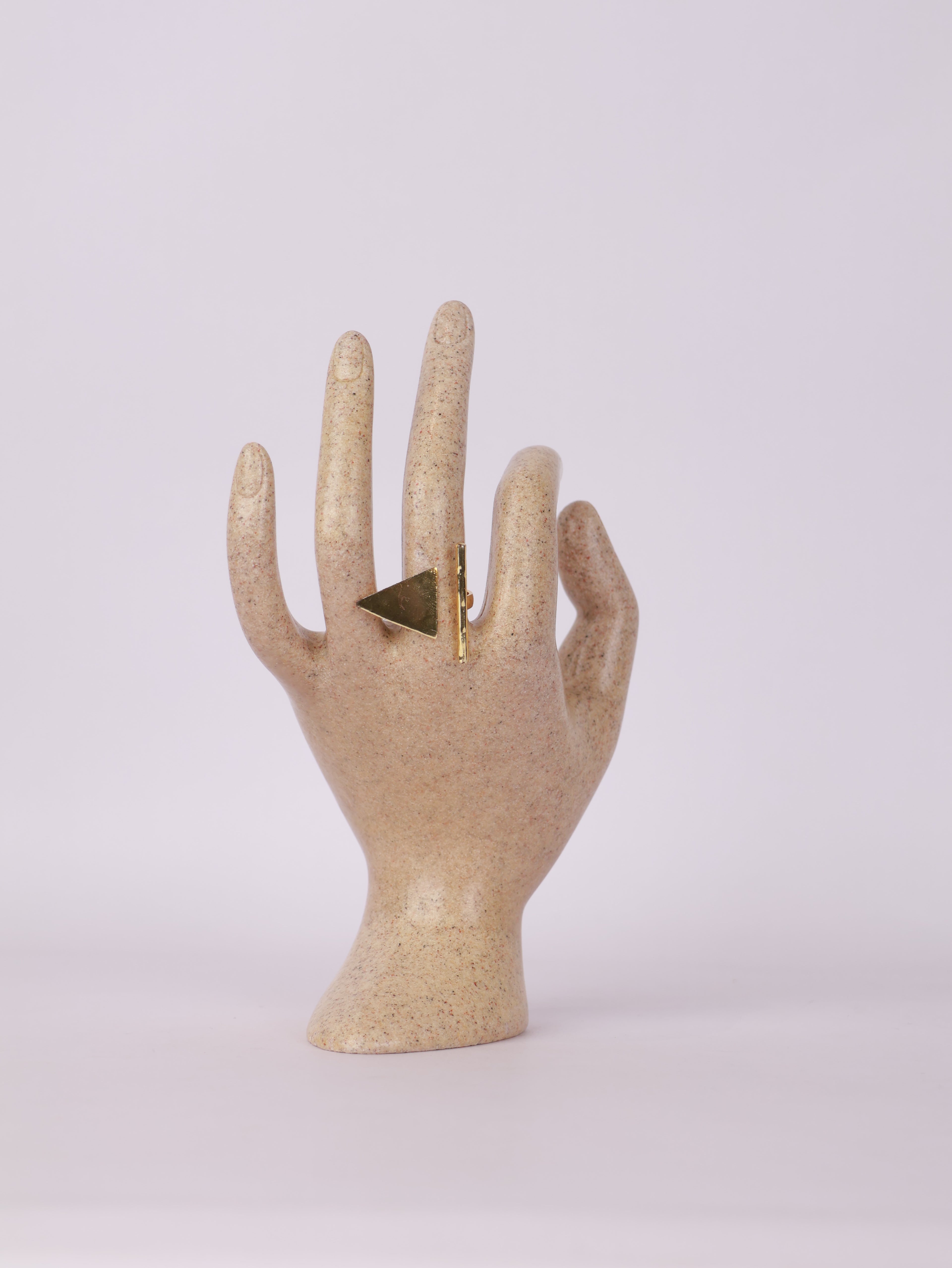 Royal Geometric Gold Triangle & Bar Open Statement Ring