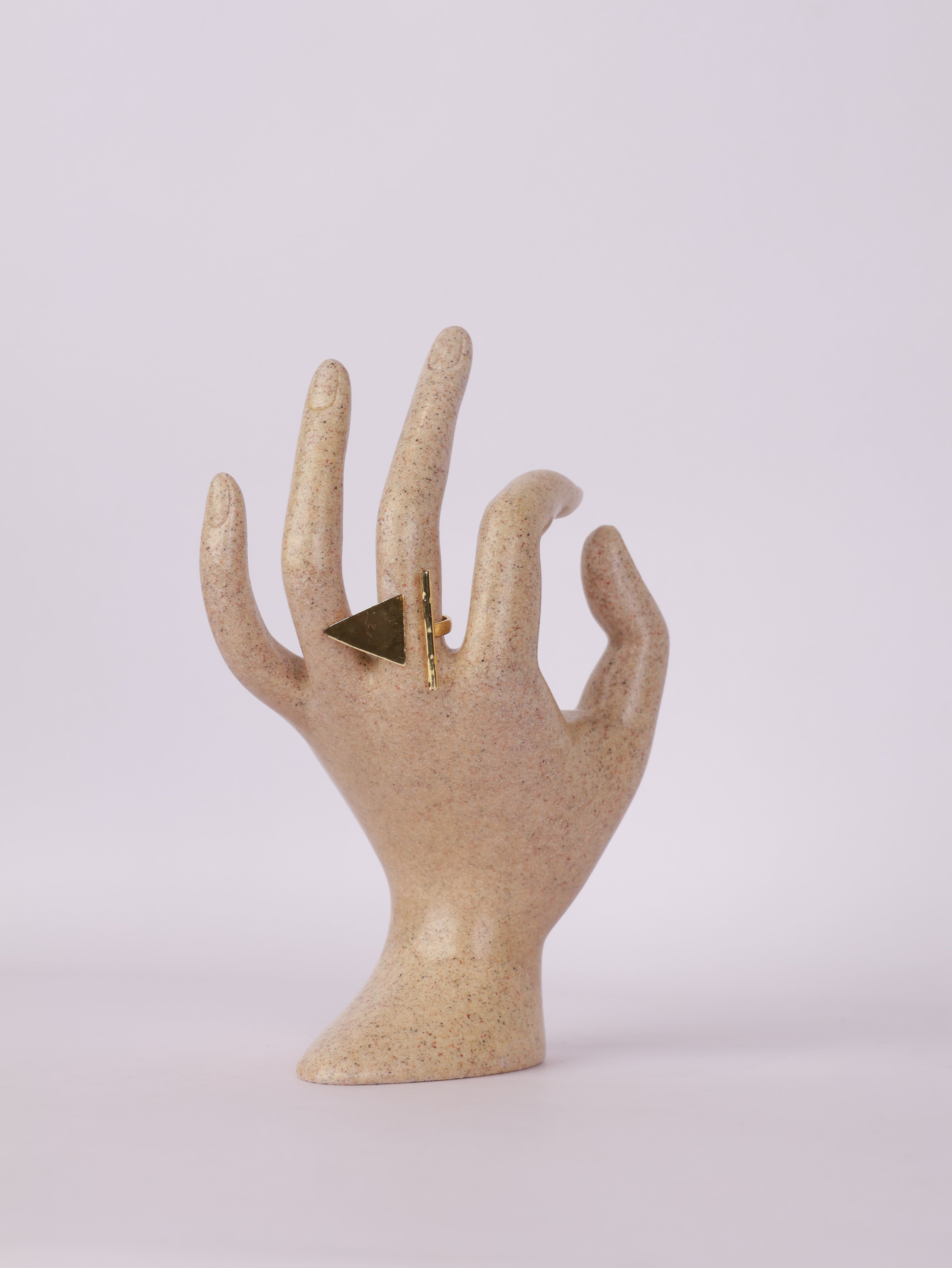 Royal Geometric Gold Triangle & Bar Open Statement Ring