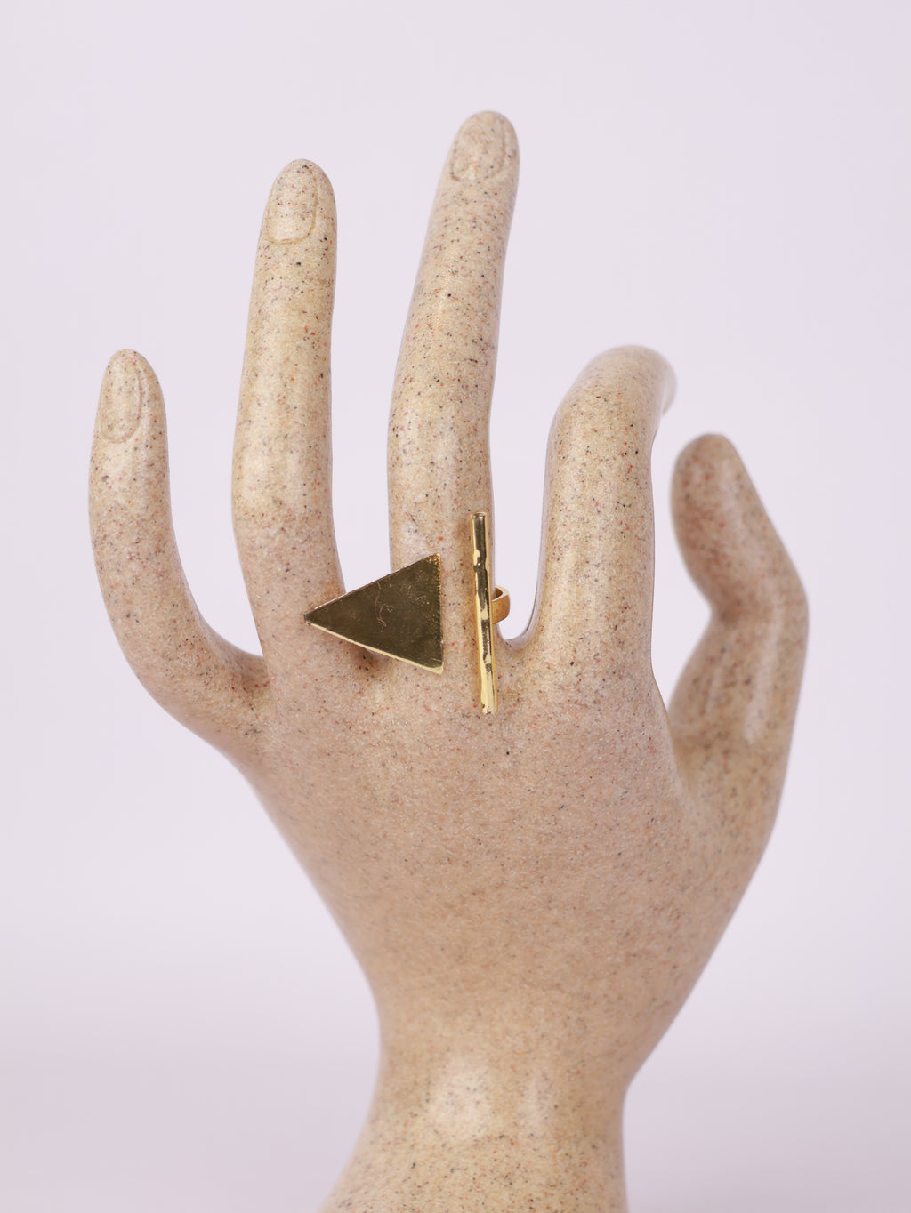 Royal Geometric Gold Triangle & Bar Open Statement Ring