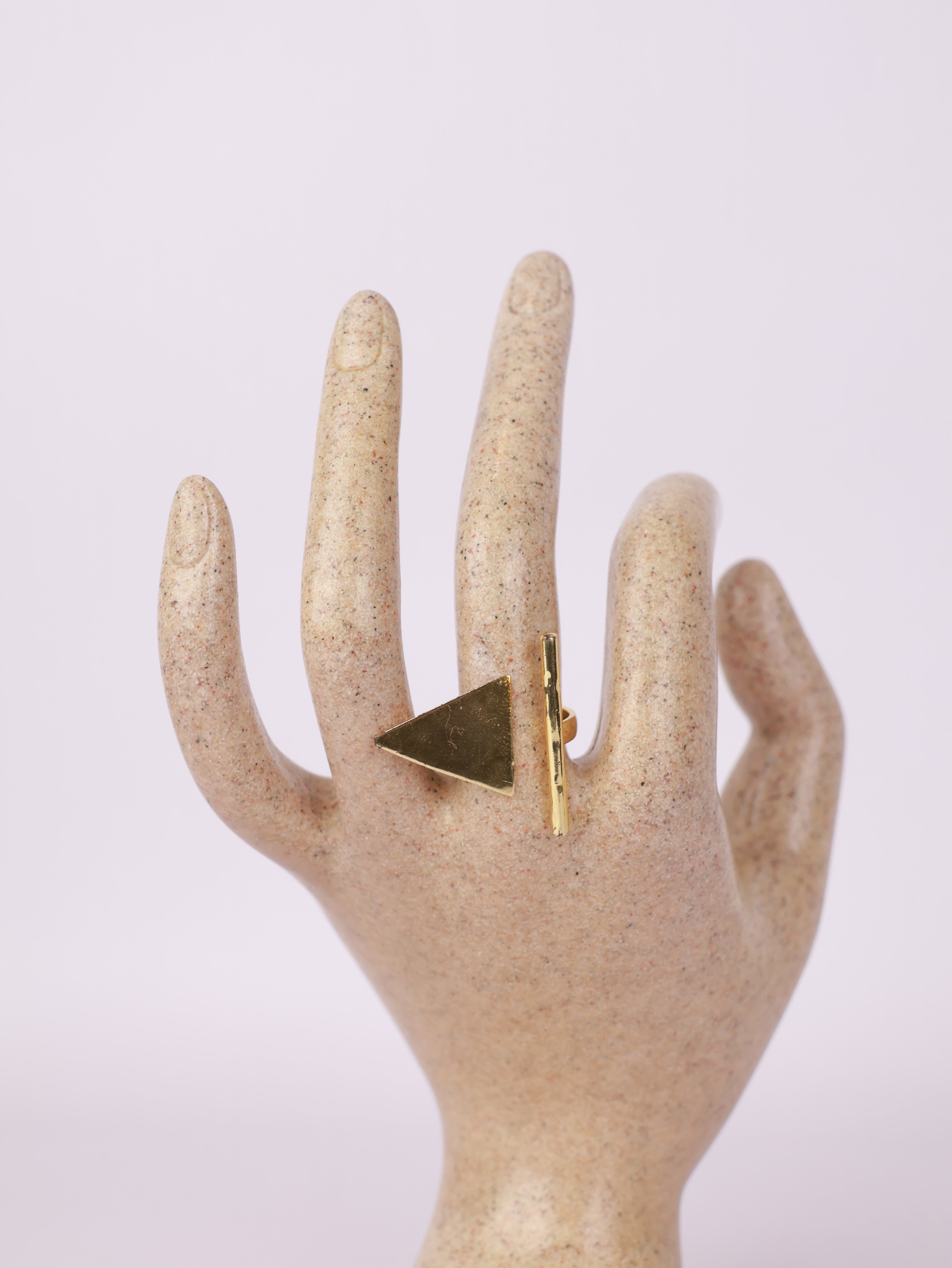 Royal Geometric Gold Triangle & Bar Open Statement Ring