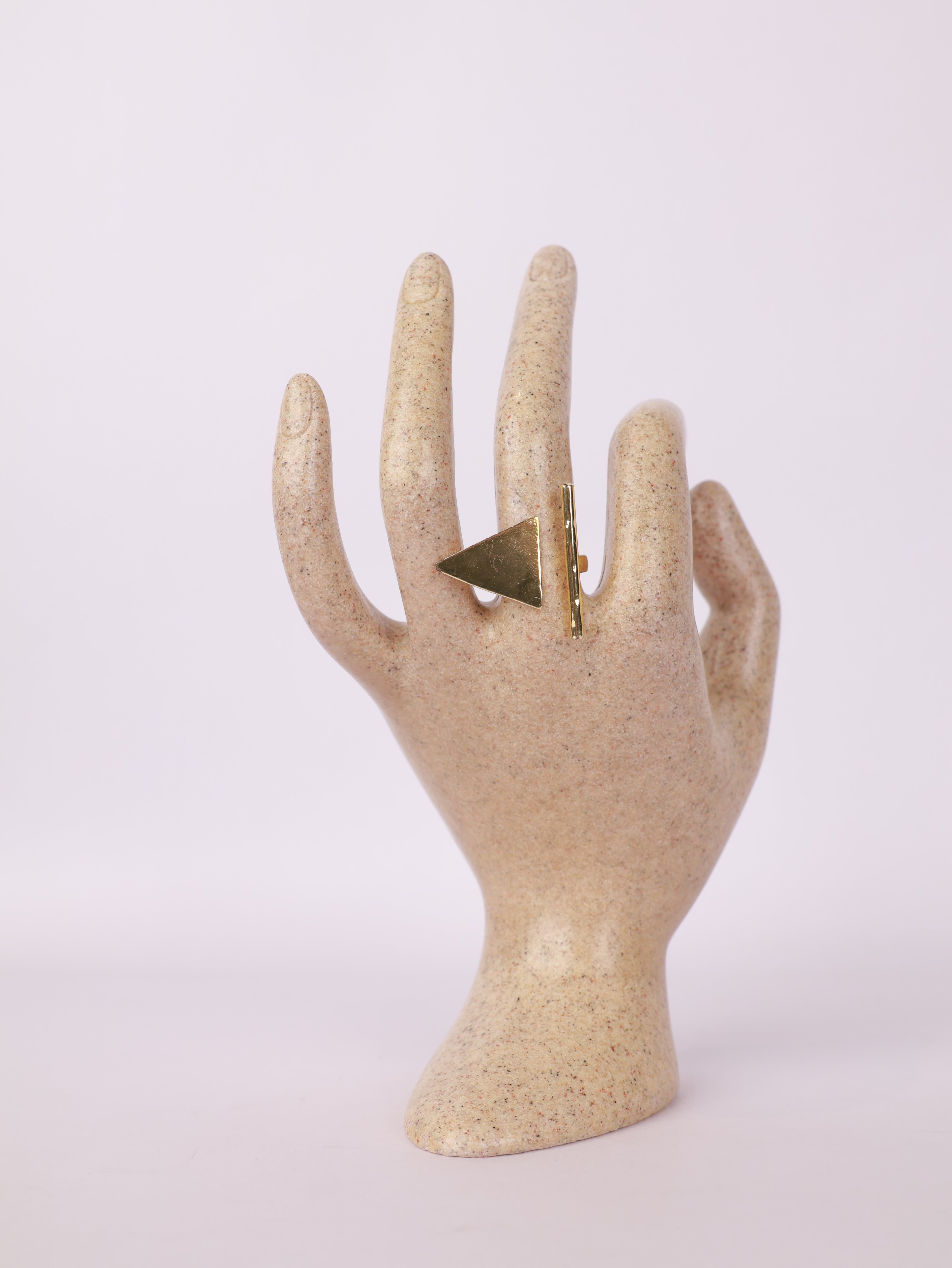 Royal Geometric Gold Triangle & Bar Open Statement Ring