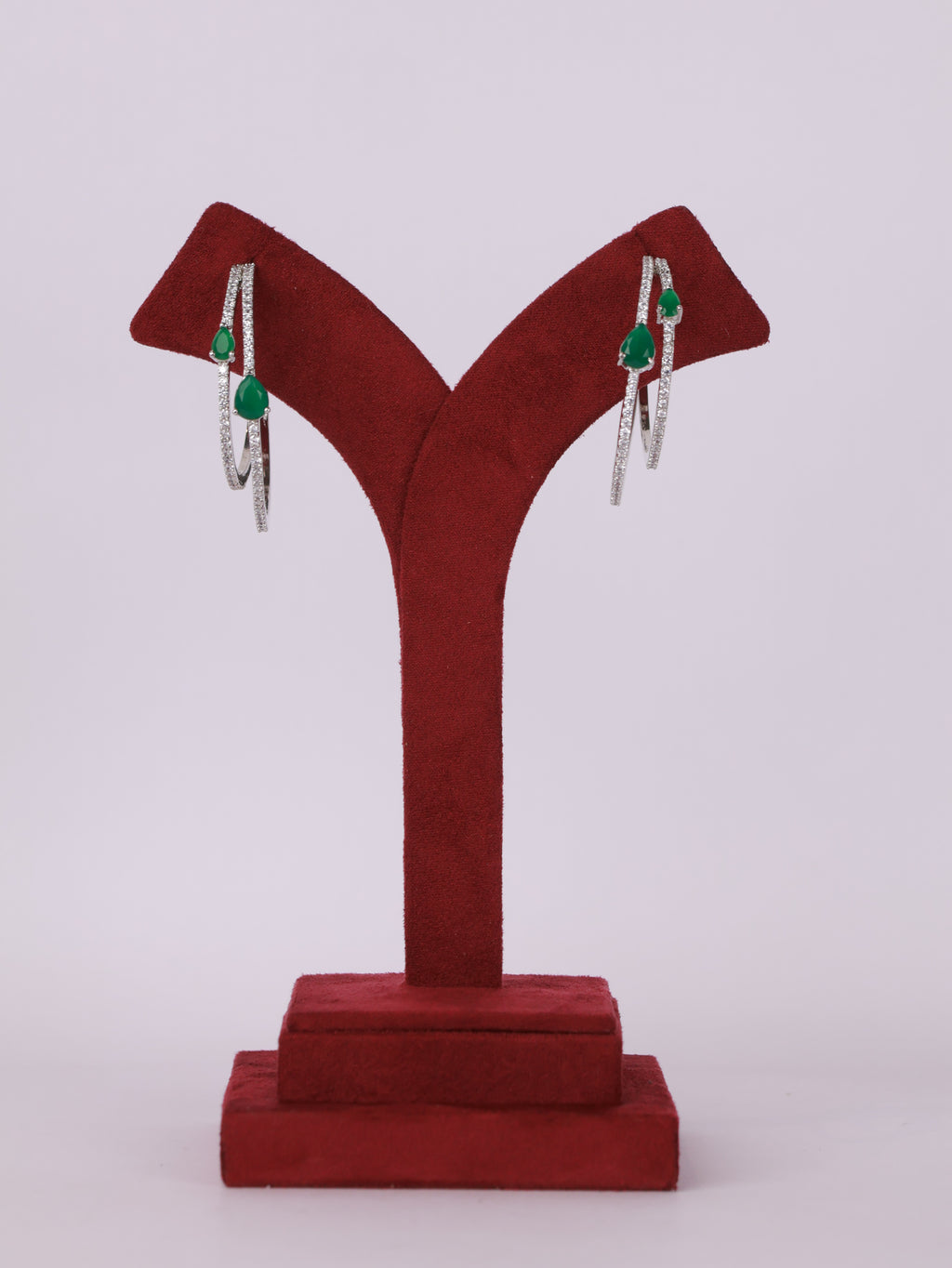 Royal Emerald Teardrop Double Hoop Earrings
