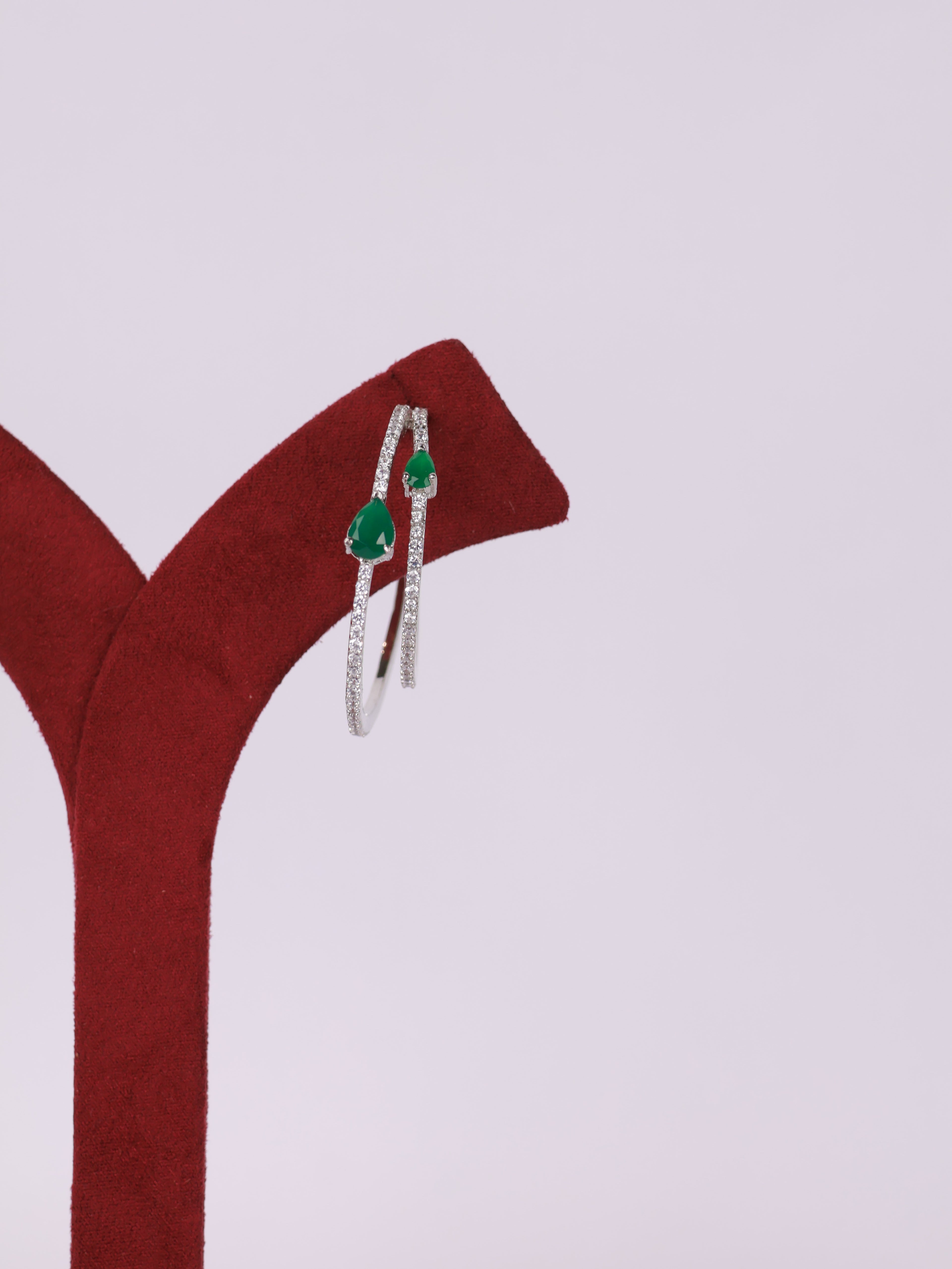 Royal Emerald Teardrop Double Hoop Earrings
