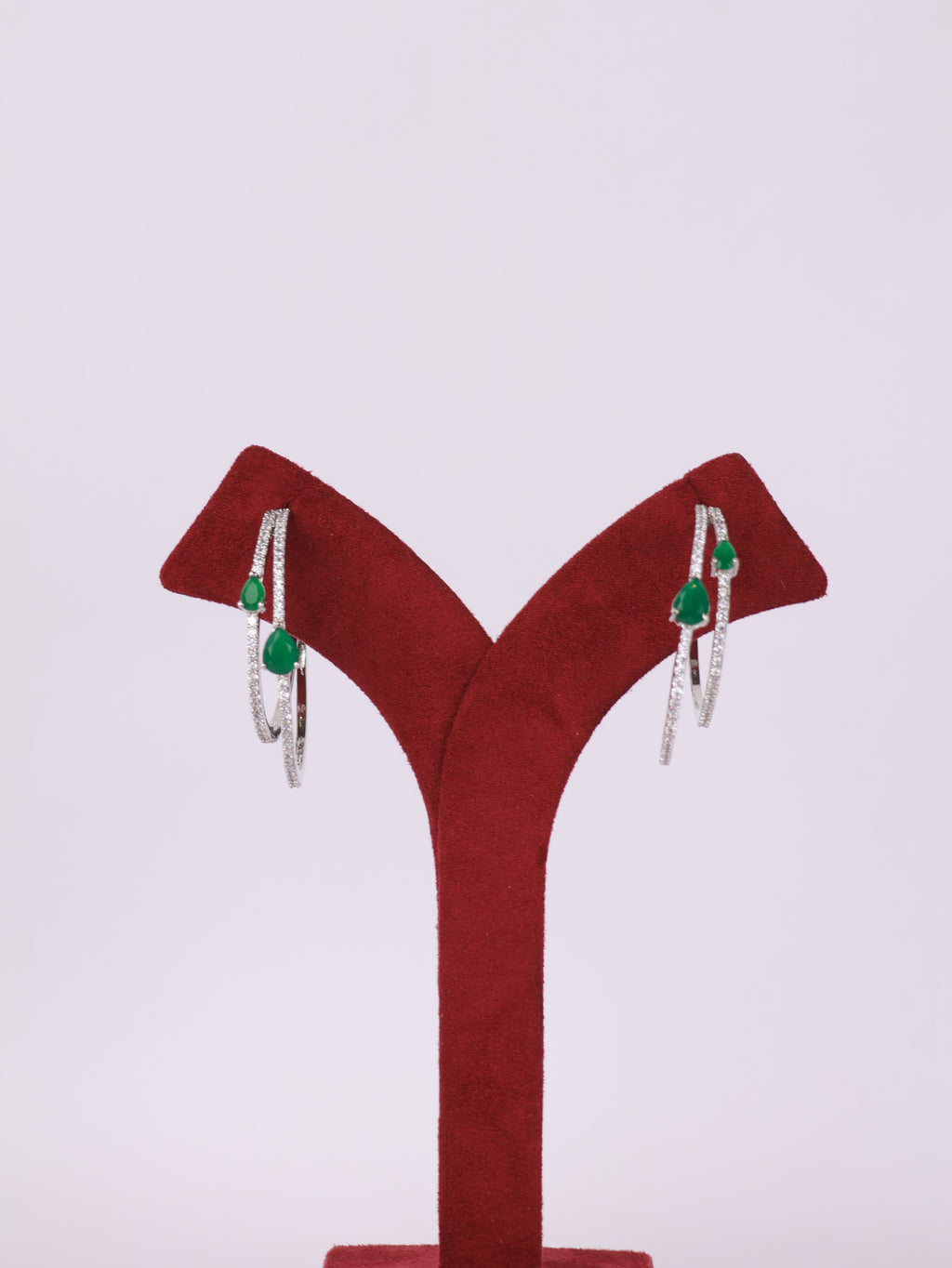 Royal Emerald Teardrop Double Hoop Earrings