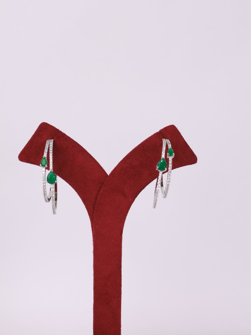 Royal Emerald Teardrop Double Hoop Earrings