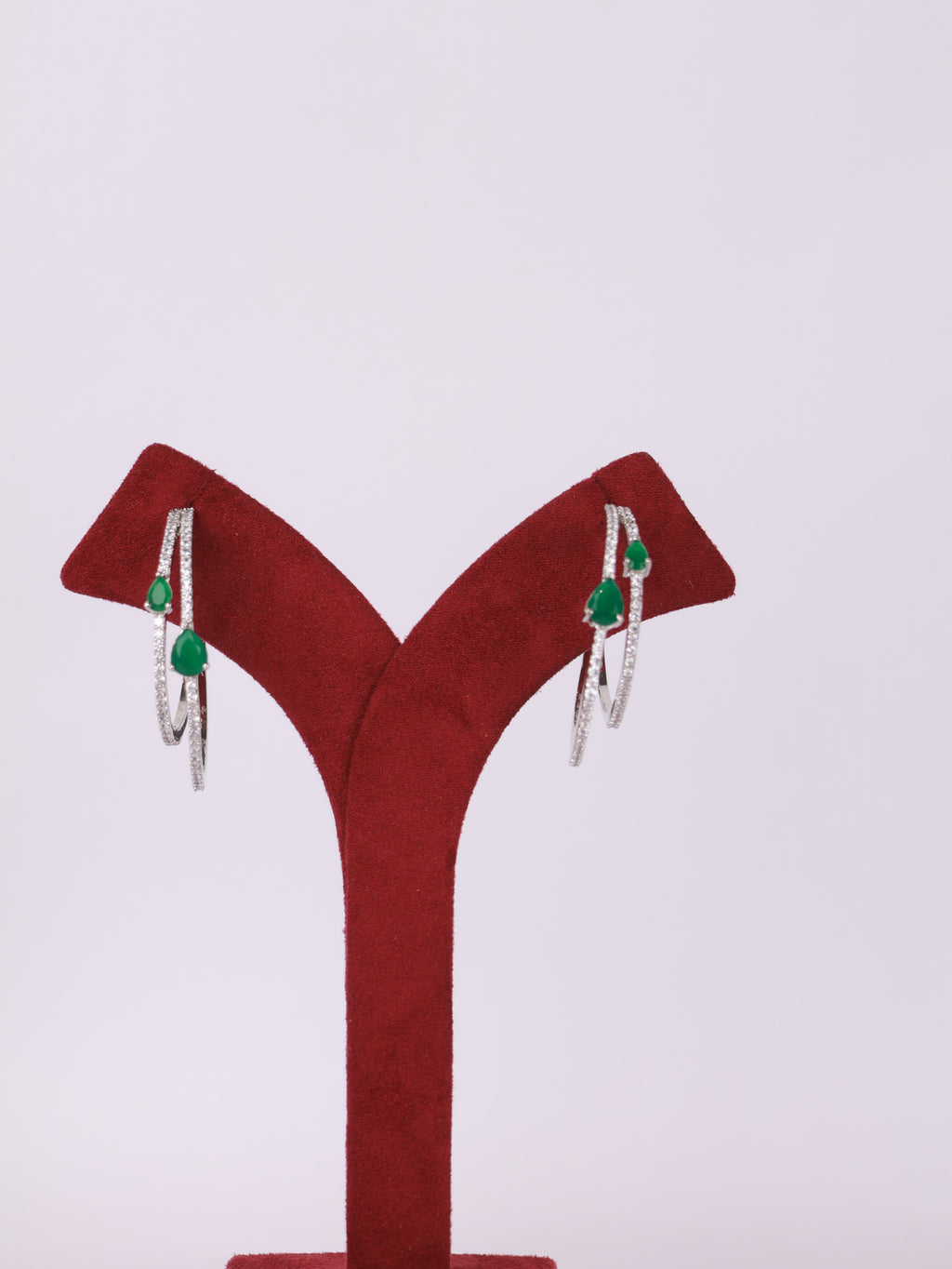 Royal Emerald Teardrop Double Hoop Earrings
