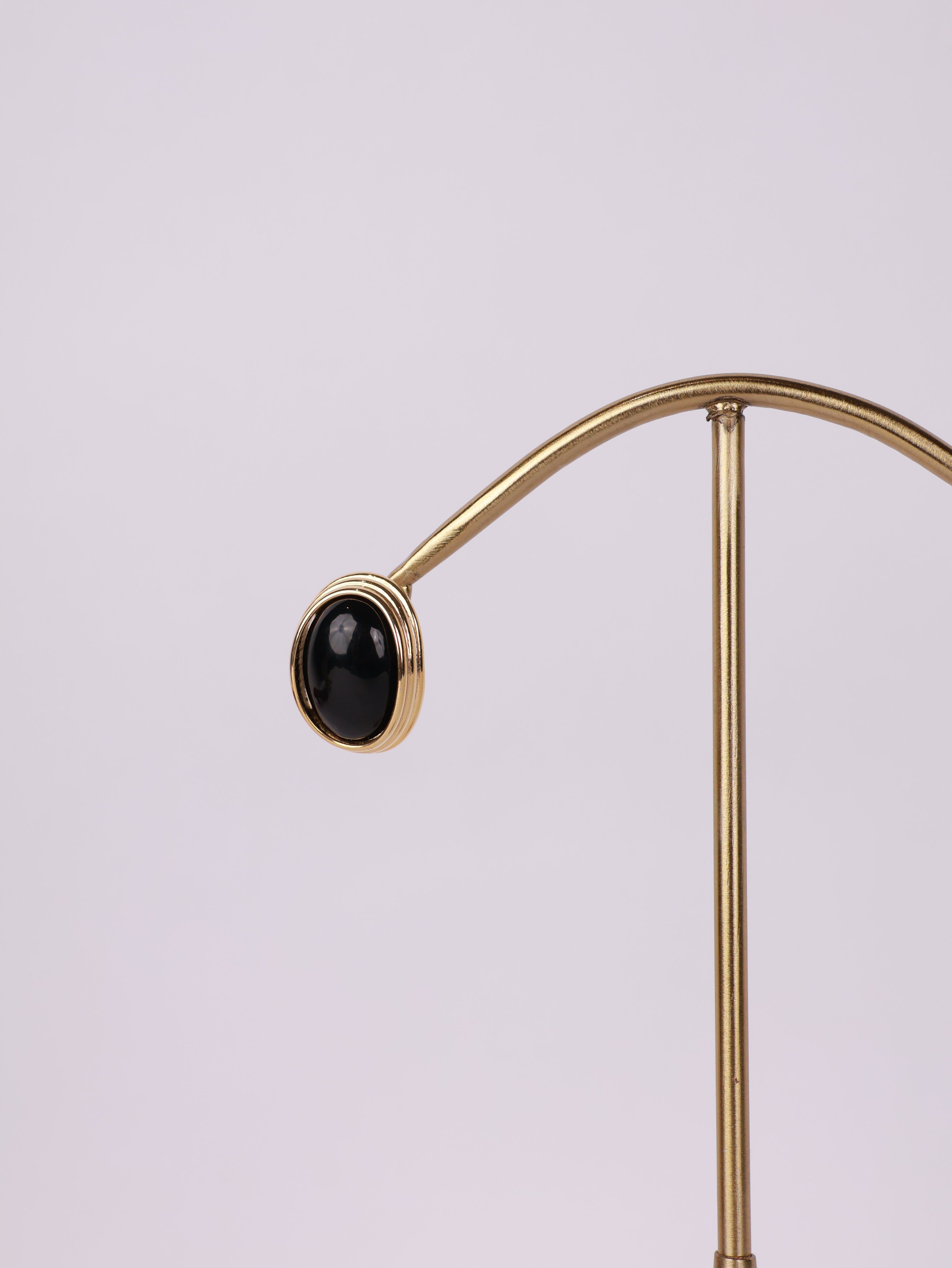Royal Jet Black Onyx Oval Bezel Stud Earrings