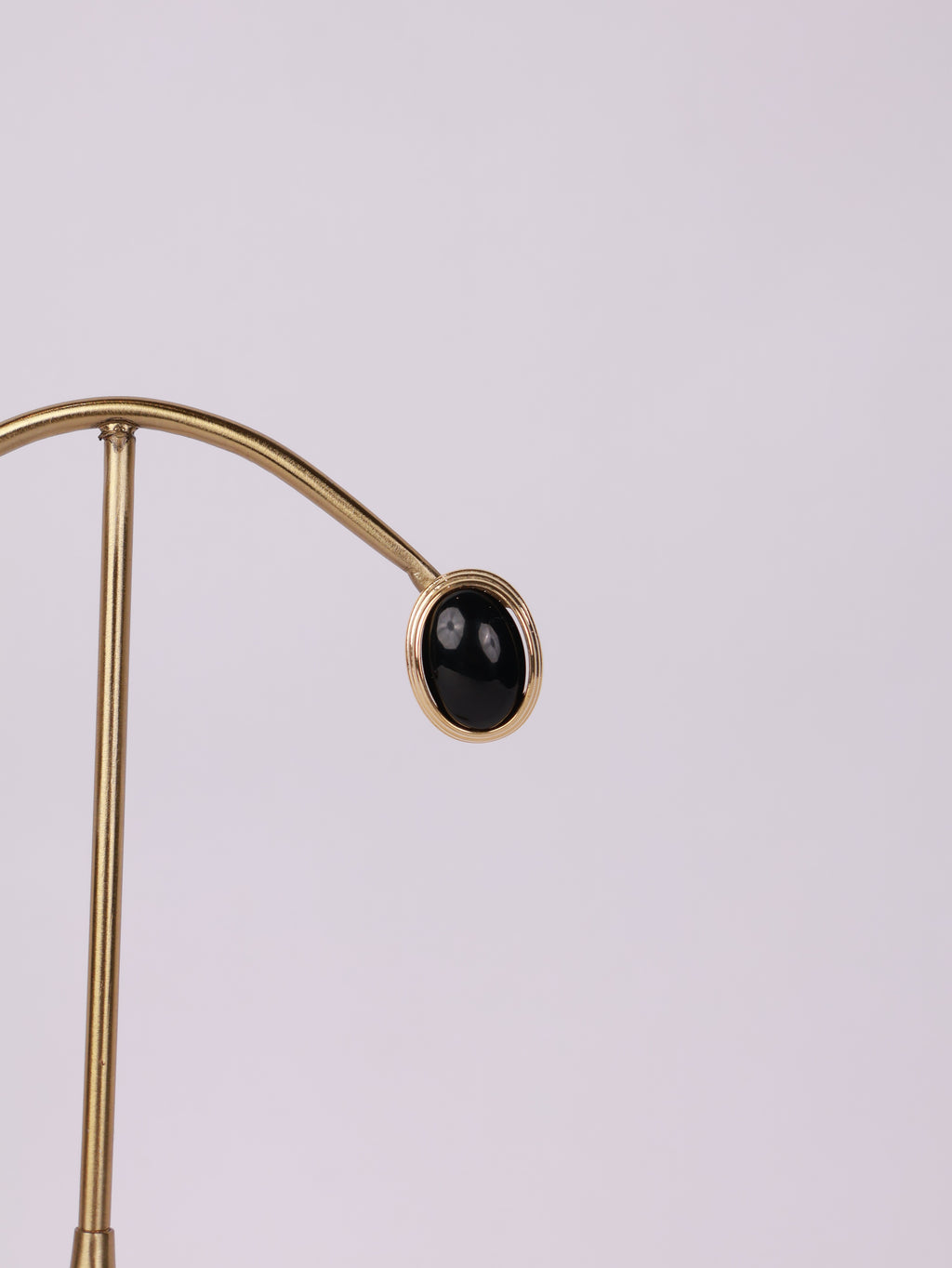 Royal Jet Black Onyx Oval Bezel Stud Earrings