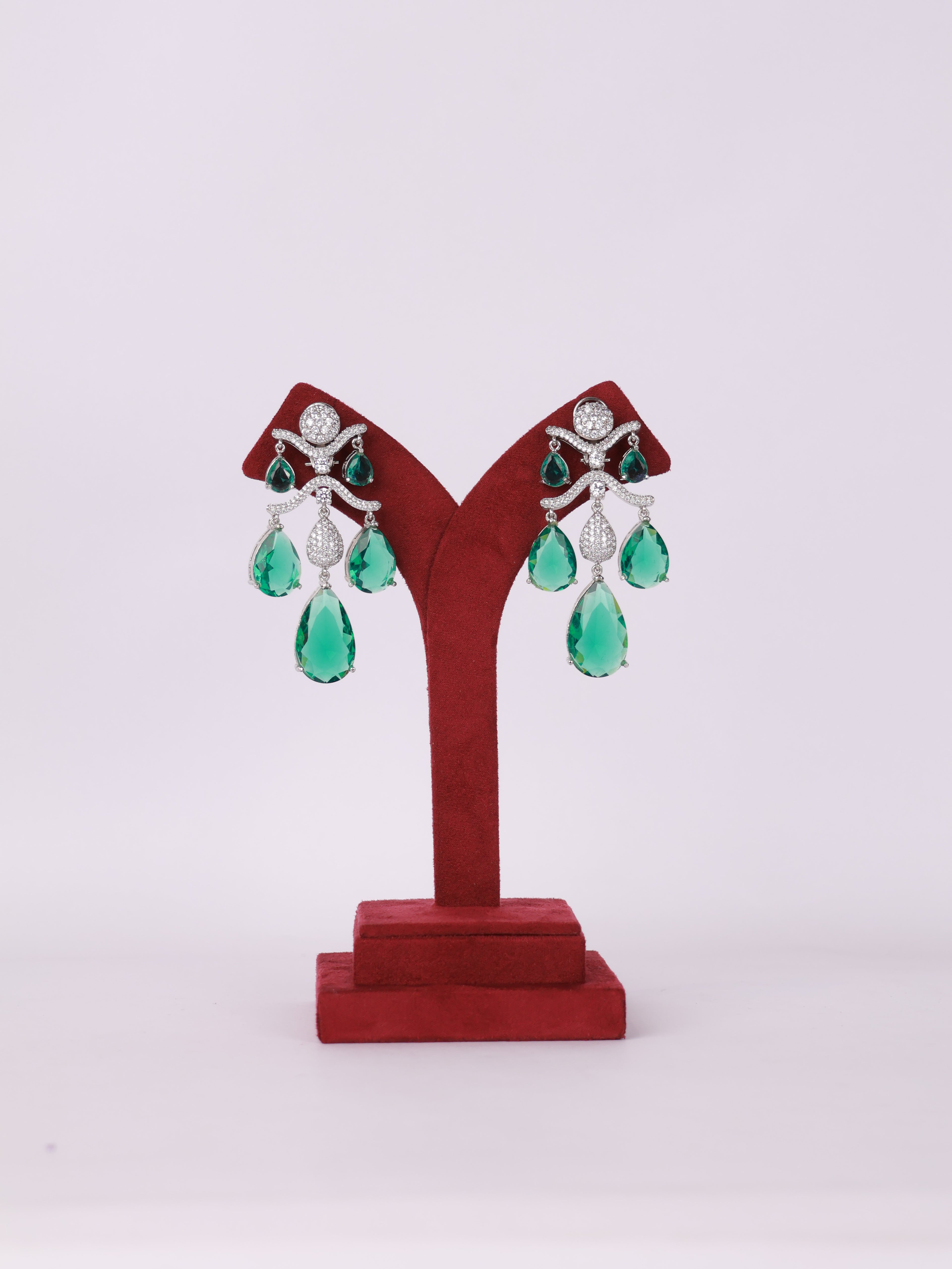 Royal Emerald Teardrop Crystal Chandelier Earrings