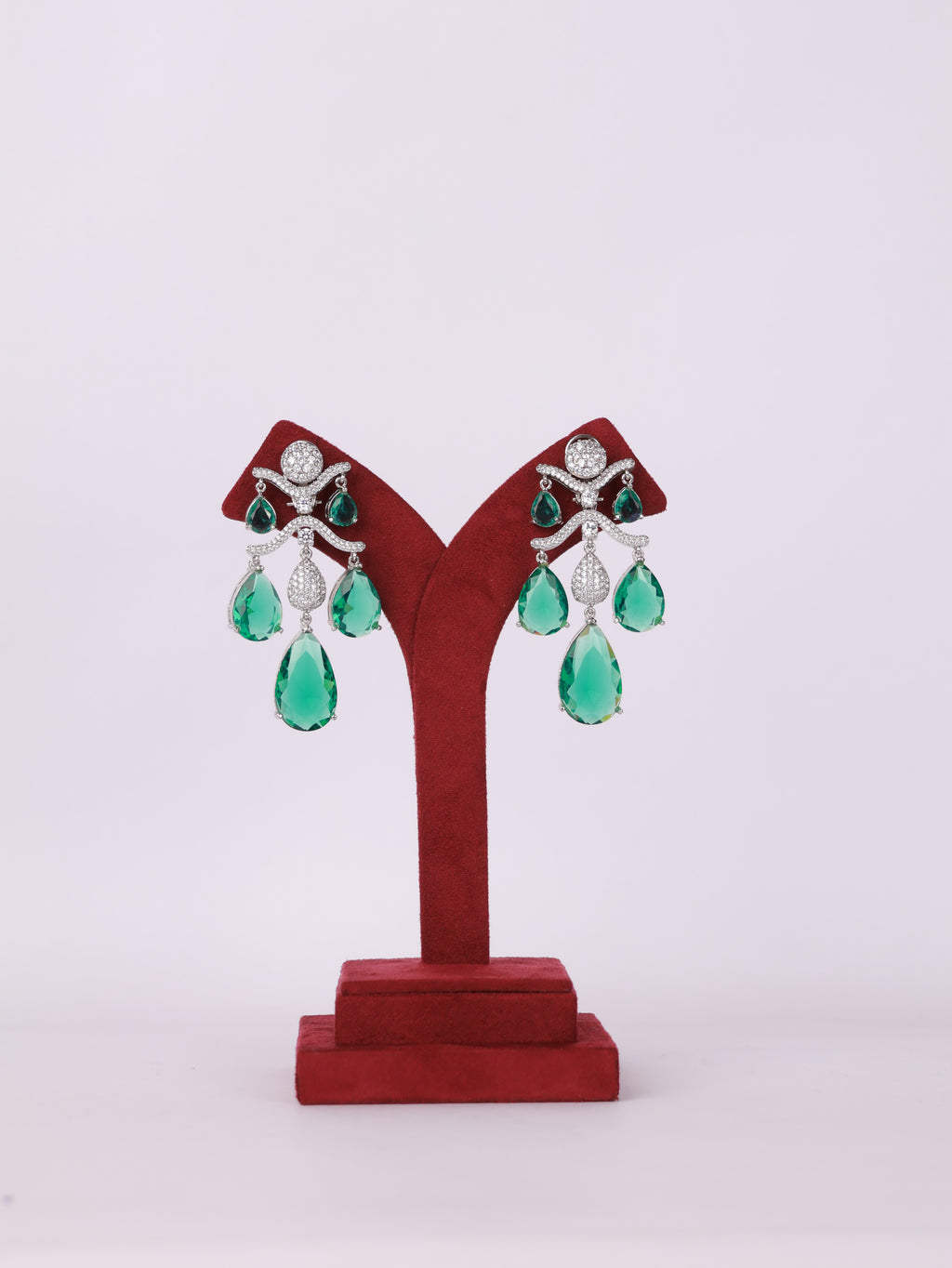 Royal Emerald Teardrop Crystal Chandelier Earrings