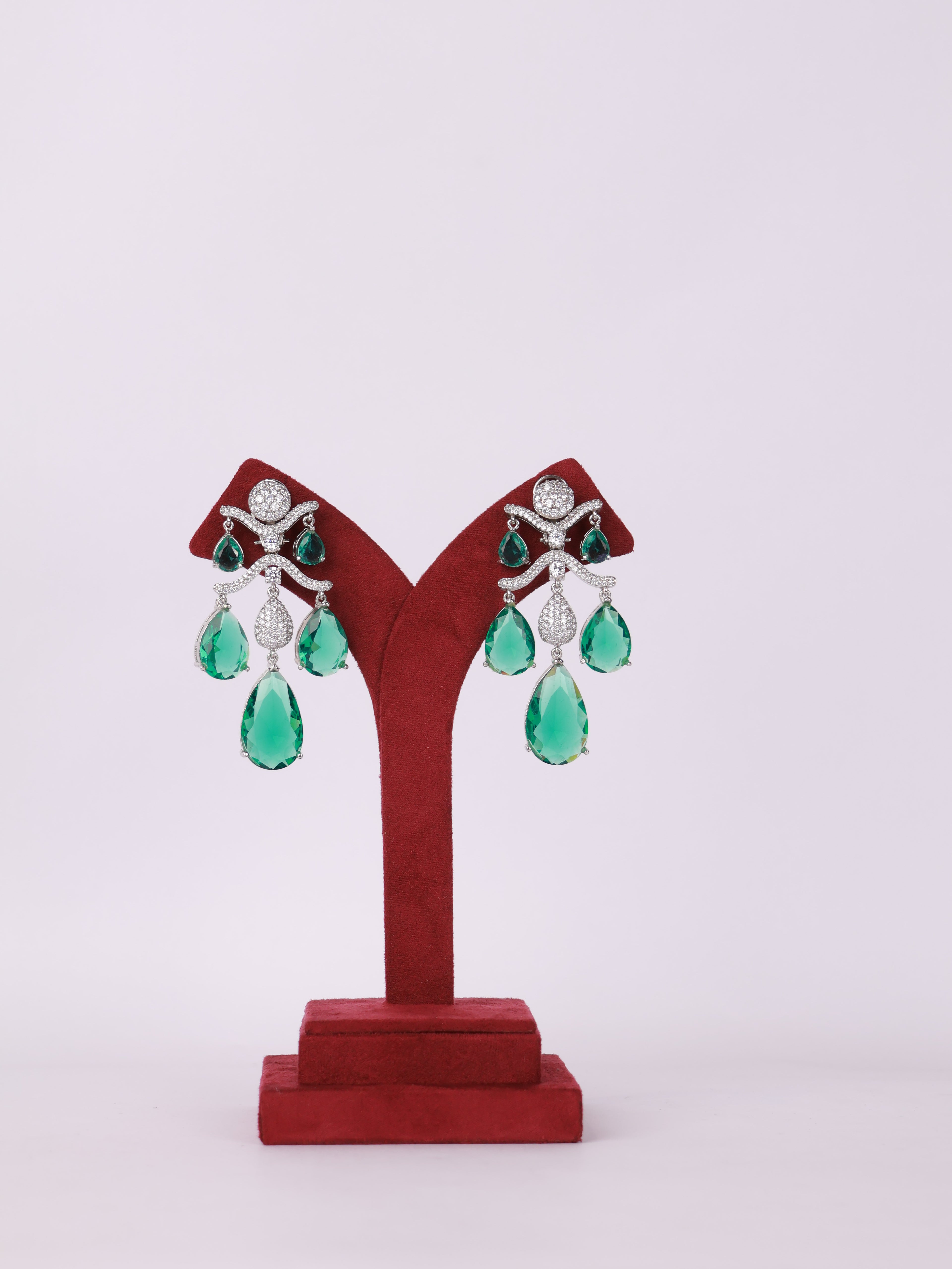 Royal Emerald Teardrop Crystal Chandelier Earrings