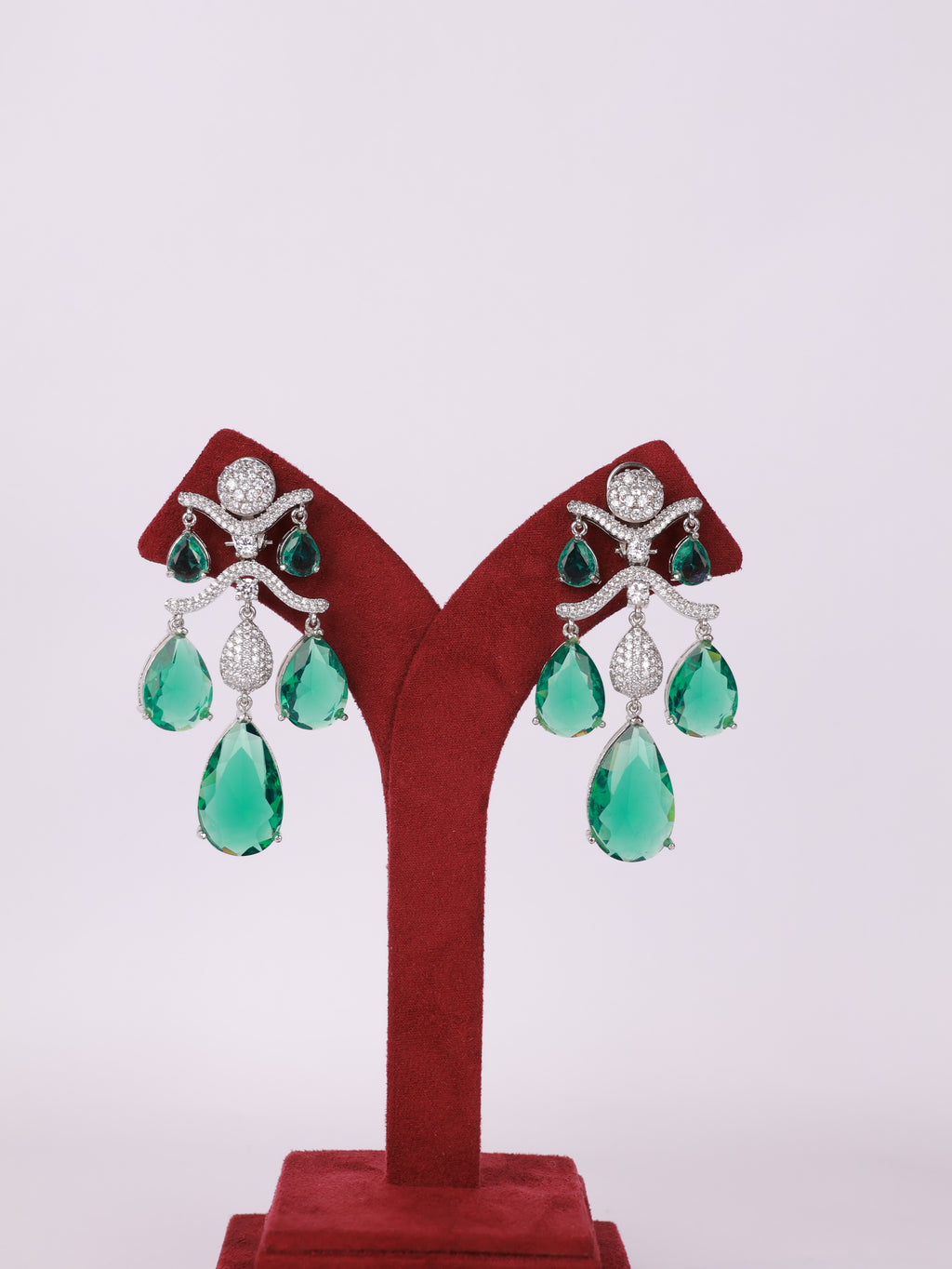 Royal Emerald Teardrop Crystal Chandelier Earrings