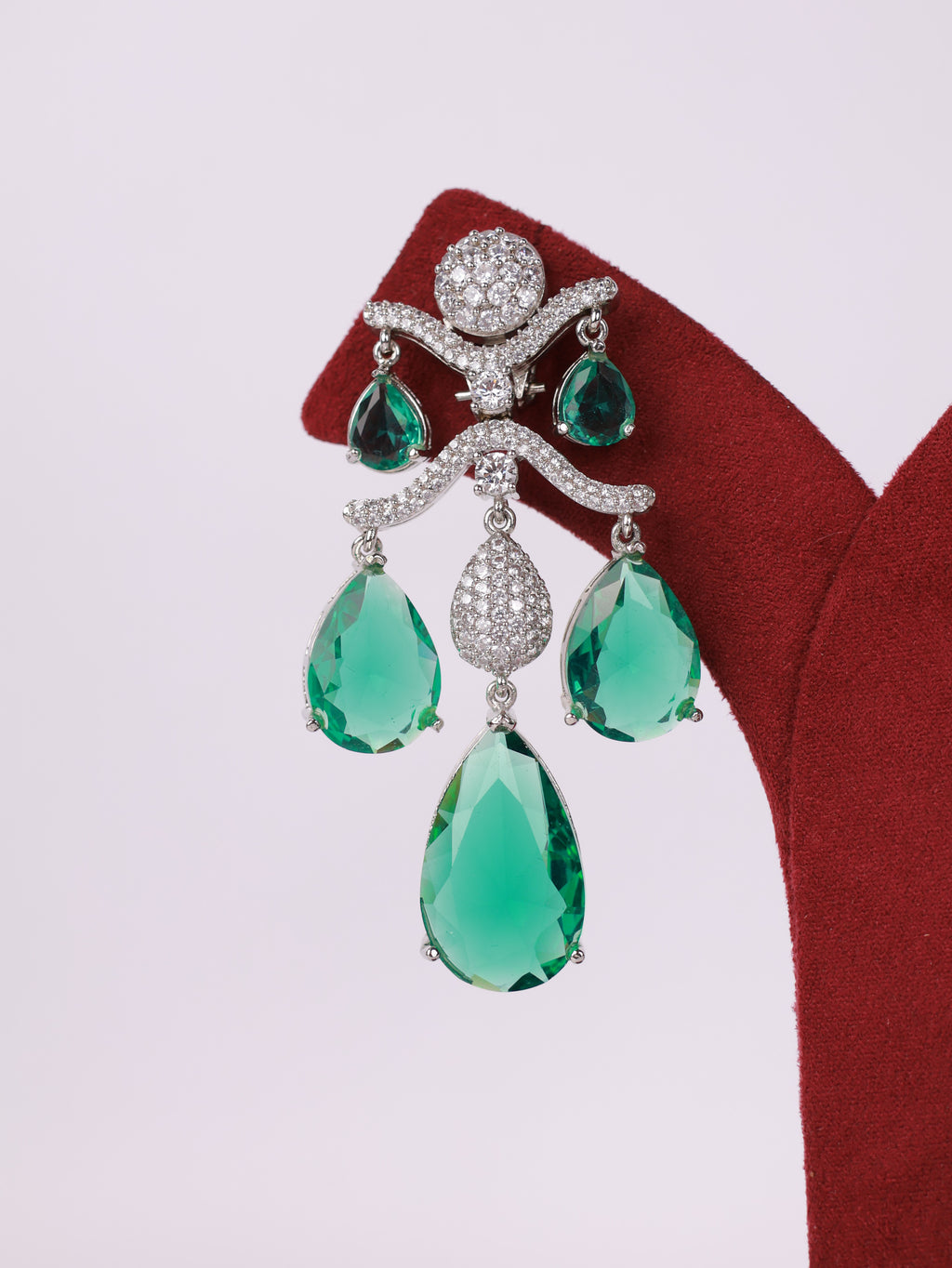 Royal Emerald Teardrop Crystal Chandelier Earrings