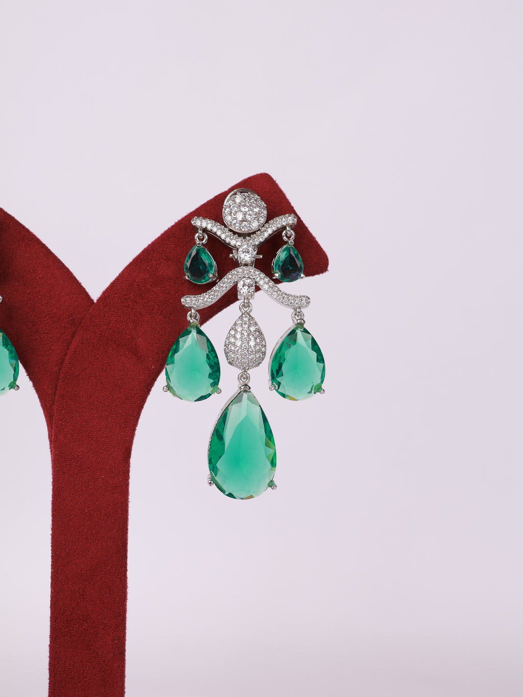 Royal Emerald Teardrop Crystal Chandelier Earrings