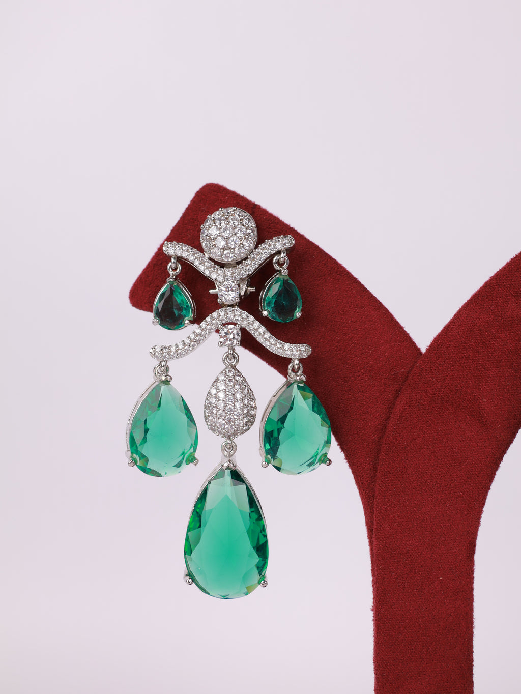 Royal Emerald Teardrop Crystal Chandelier Earrings