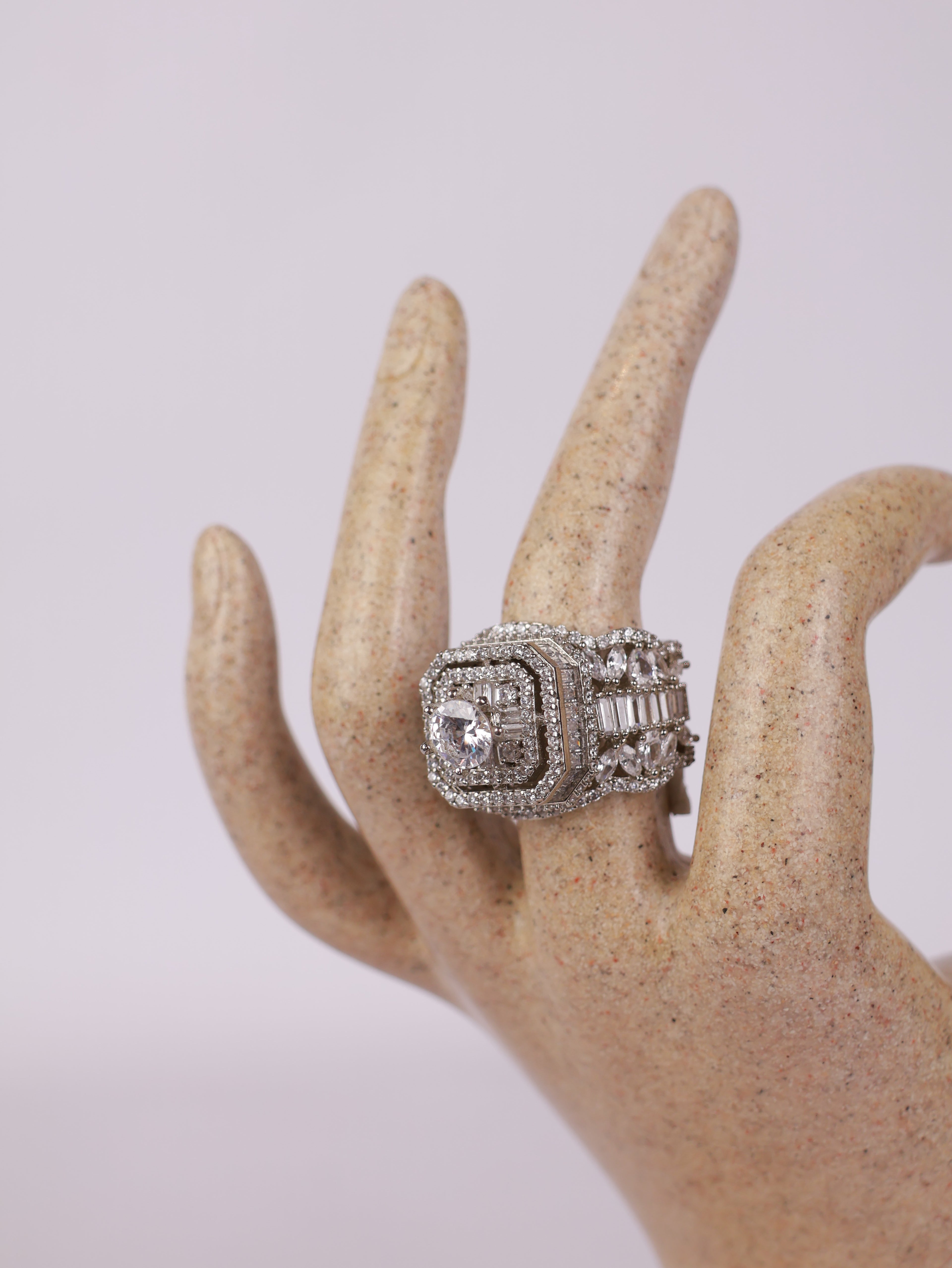 Royal Double-Halo Cushion Solitaire Statement Ring