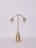 Geometric Enamel & Canary Solitaire Pearl Drop Earrings