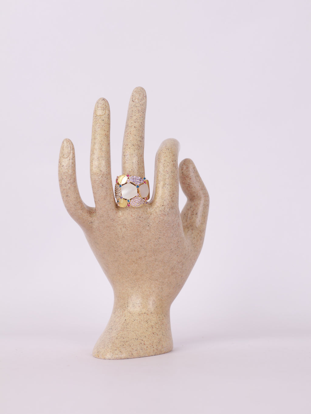 Mosaic Mother-of-Pearl Multi-Stone Statement Ring