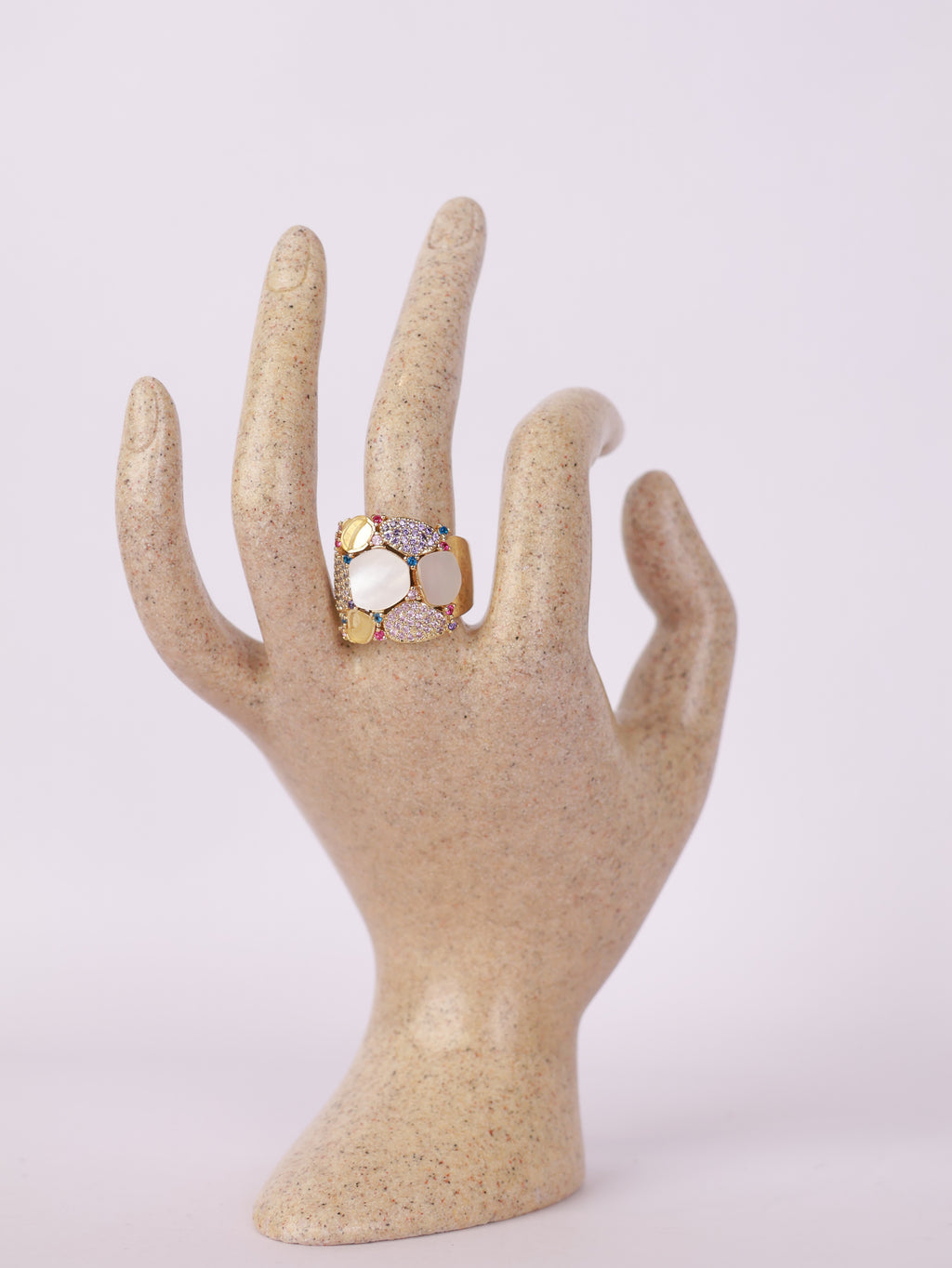 Mosaic Mother-of-Pearl Multi-Stone Statement Ring