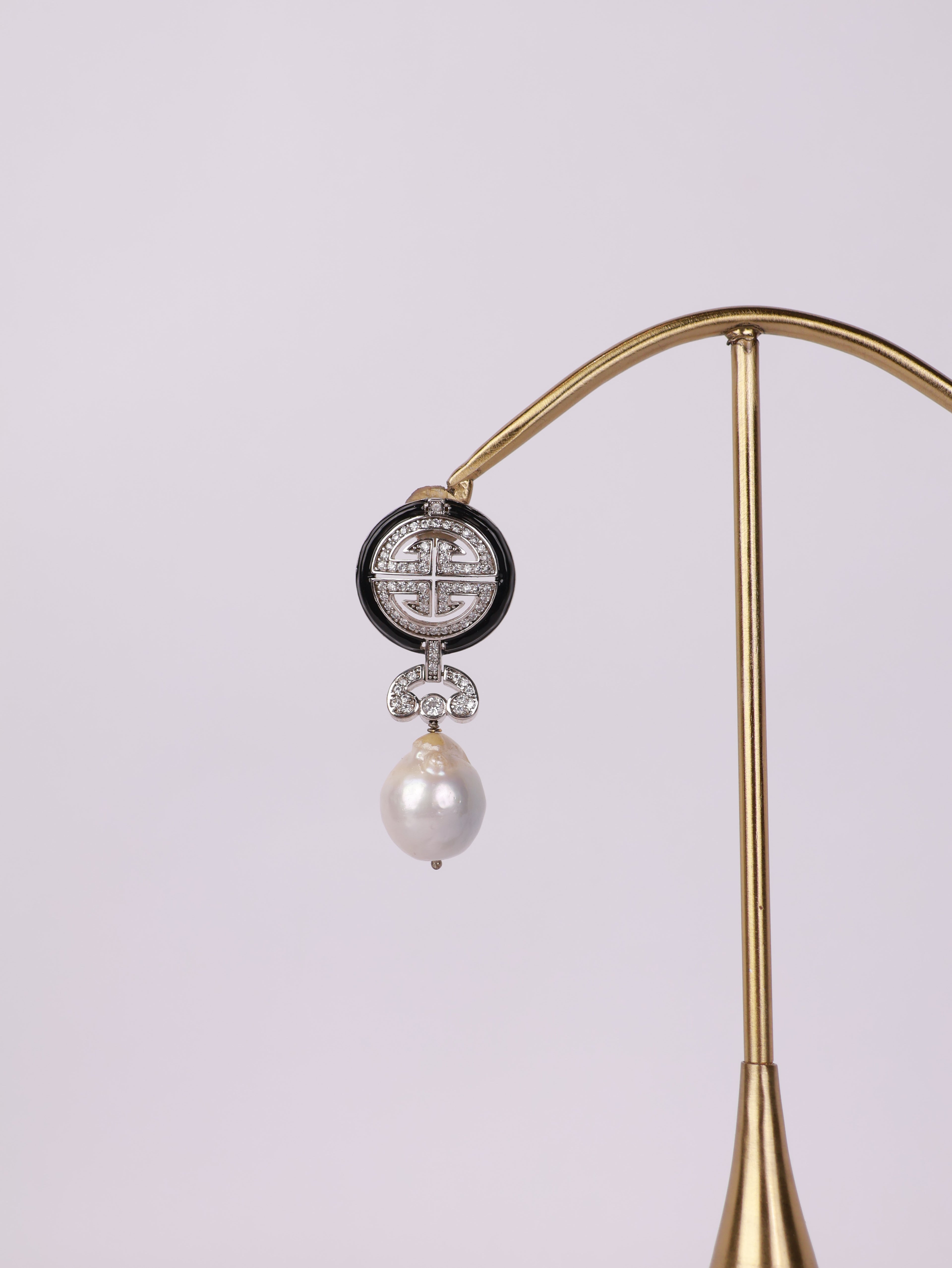 Imperial Onyx & Pearl Drop Earrings