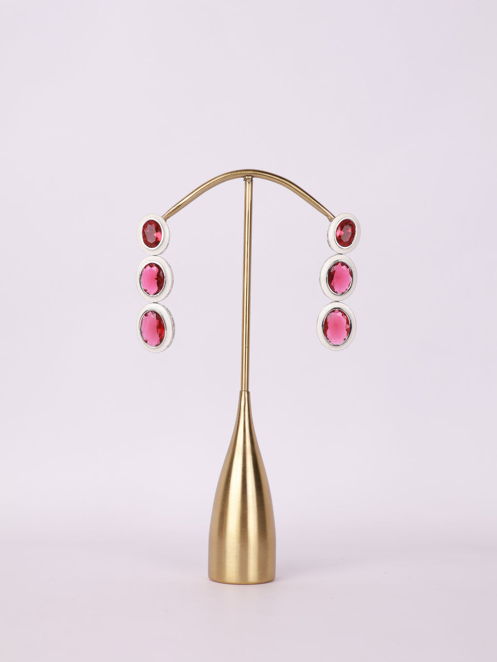 Crimson Enamel Tiered Drop Earrings