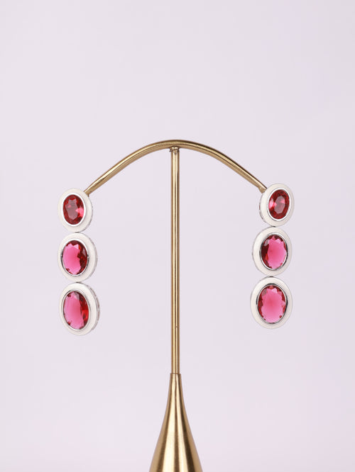 Crimson Enamel Tiered Drop Earrings