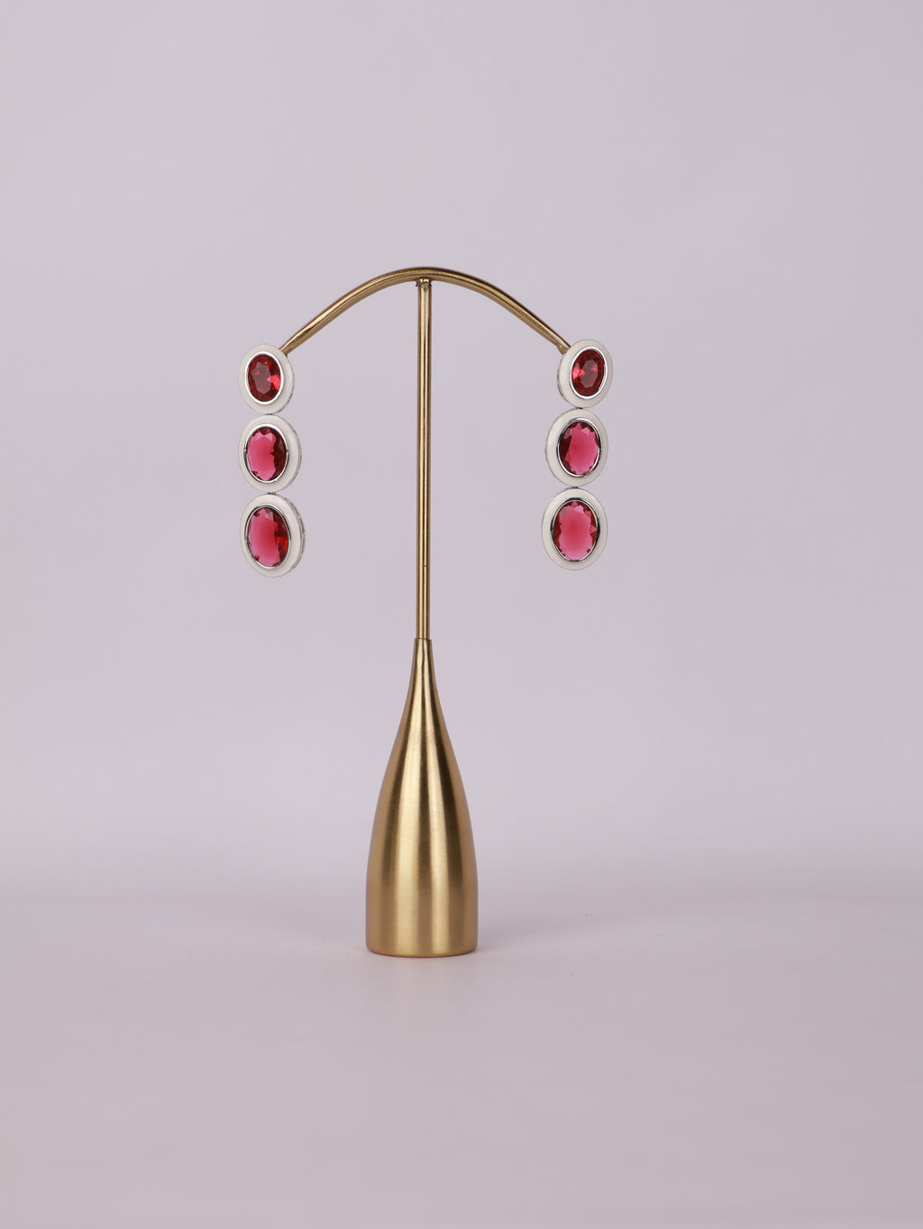 Crimson Enamel Tiered Drop Earrings