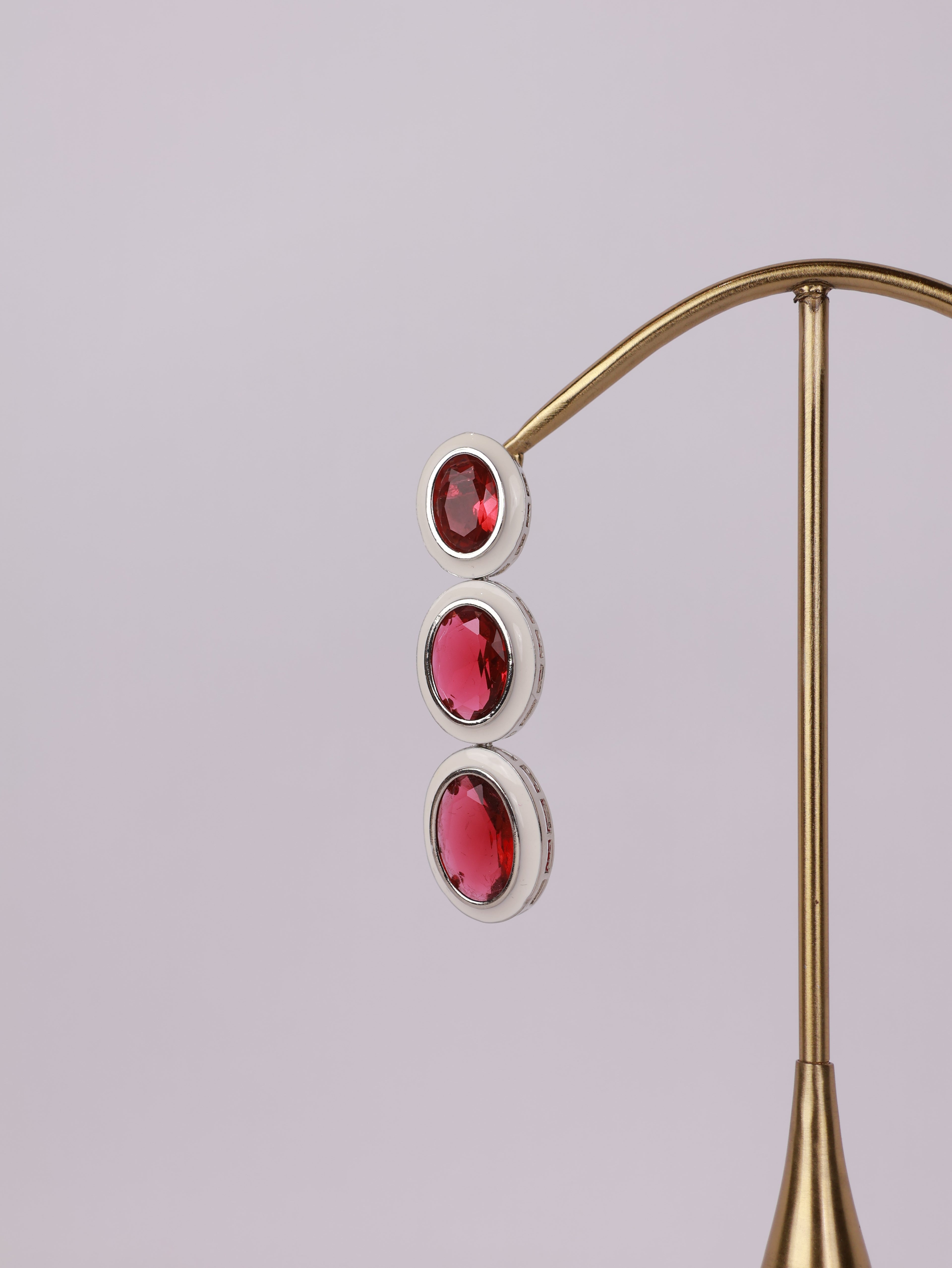 Crimson Enamel Tiered Drop Earrings