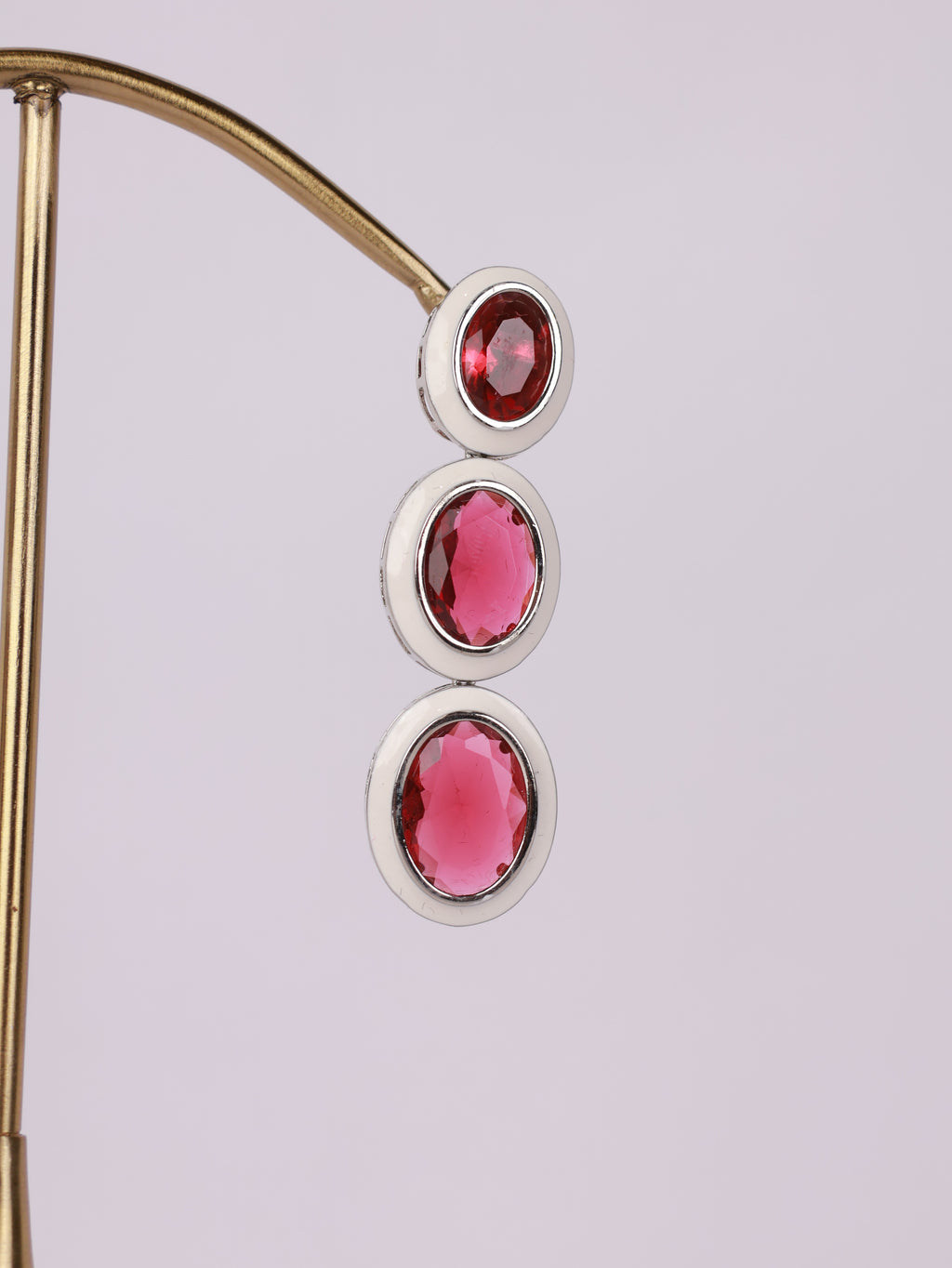 Crimson Enamel Tiered Drop Earrings