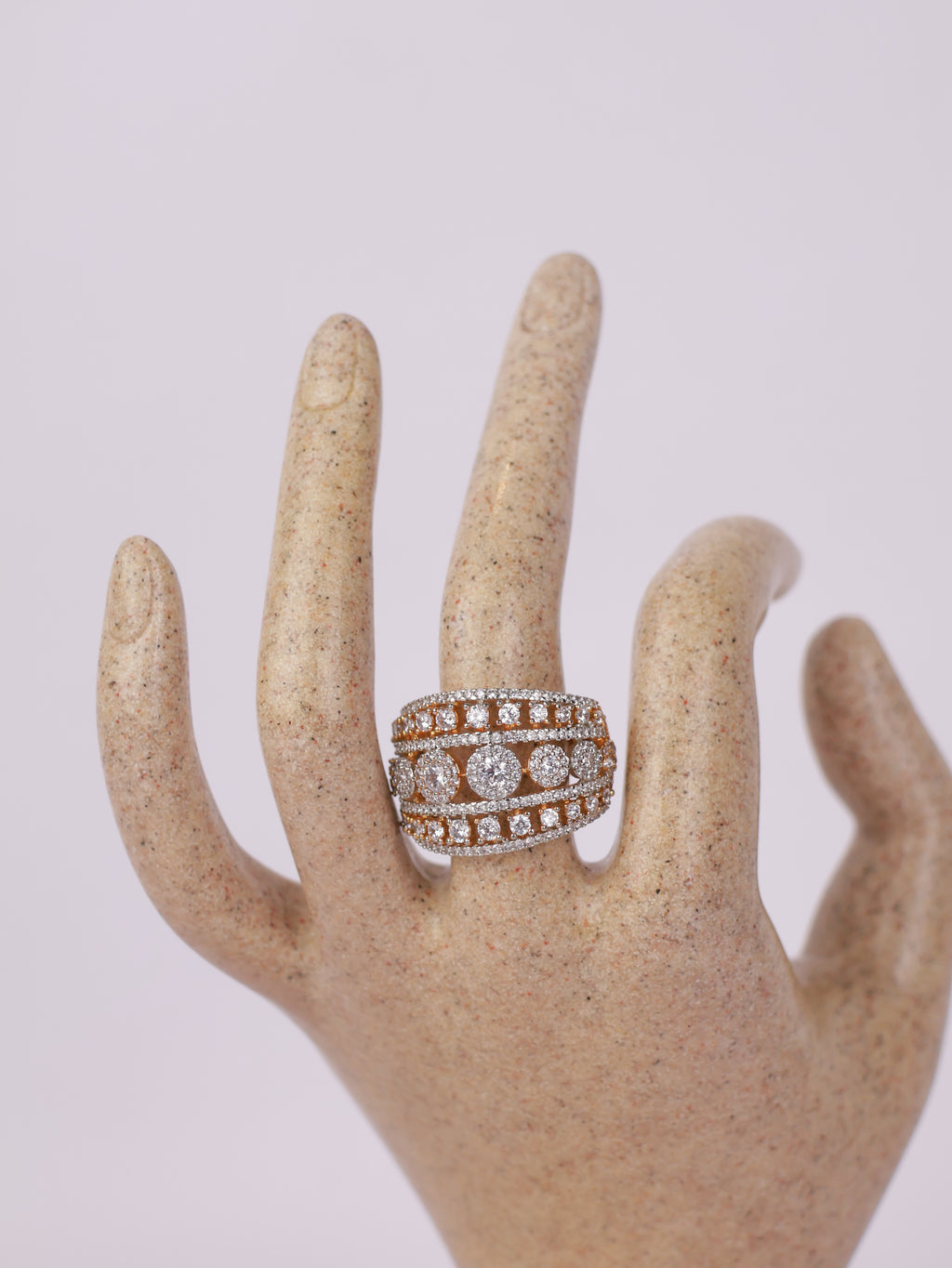 Rose Gold Multi-Tier Diamond Statement Ring
