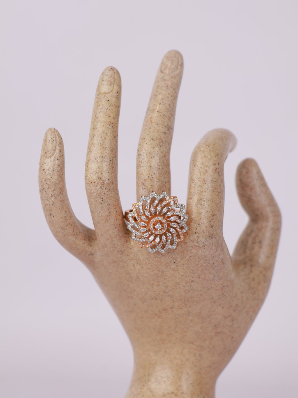Floral Whirl Two-Tone Diamond Statement Ring