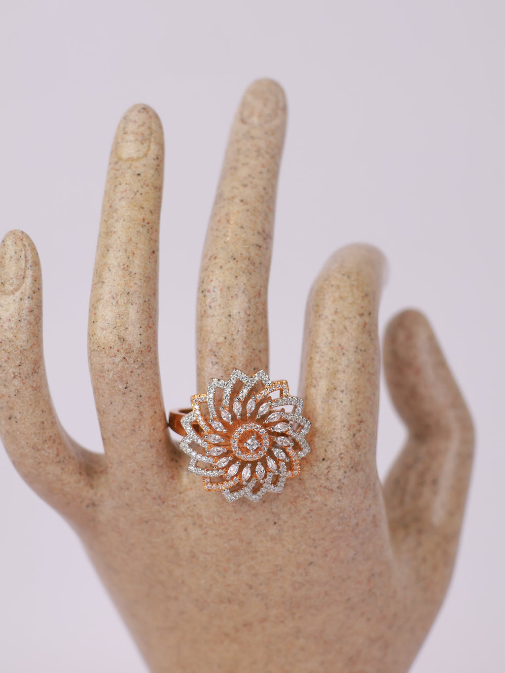 Floral Whirl Two-Tone Diamond Statement Ring