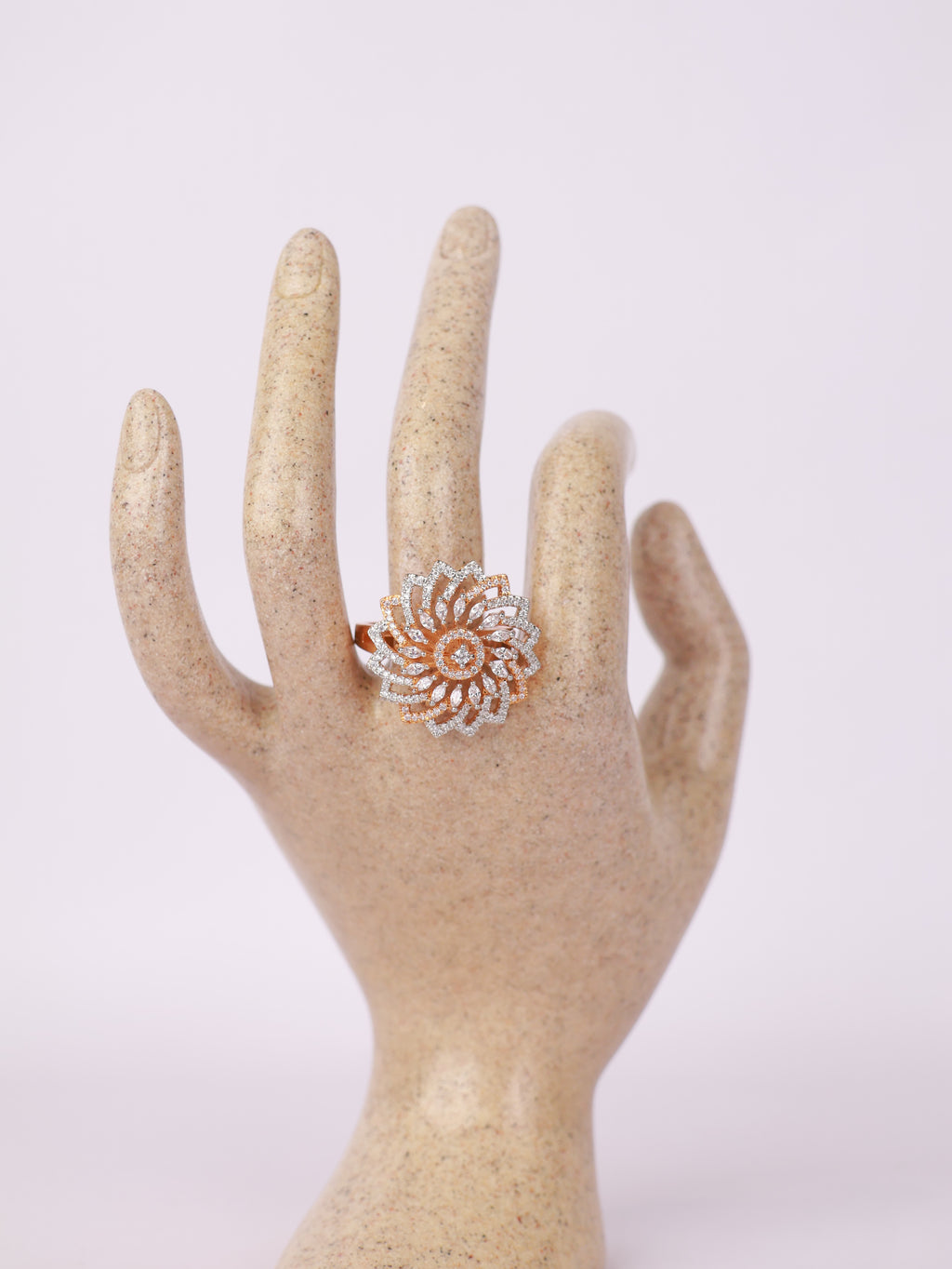 Floral Whirl Two-Tone Diamond Statement Ring