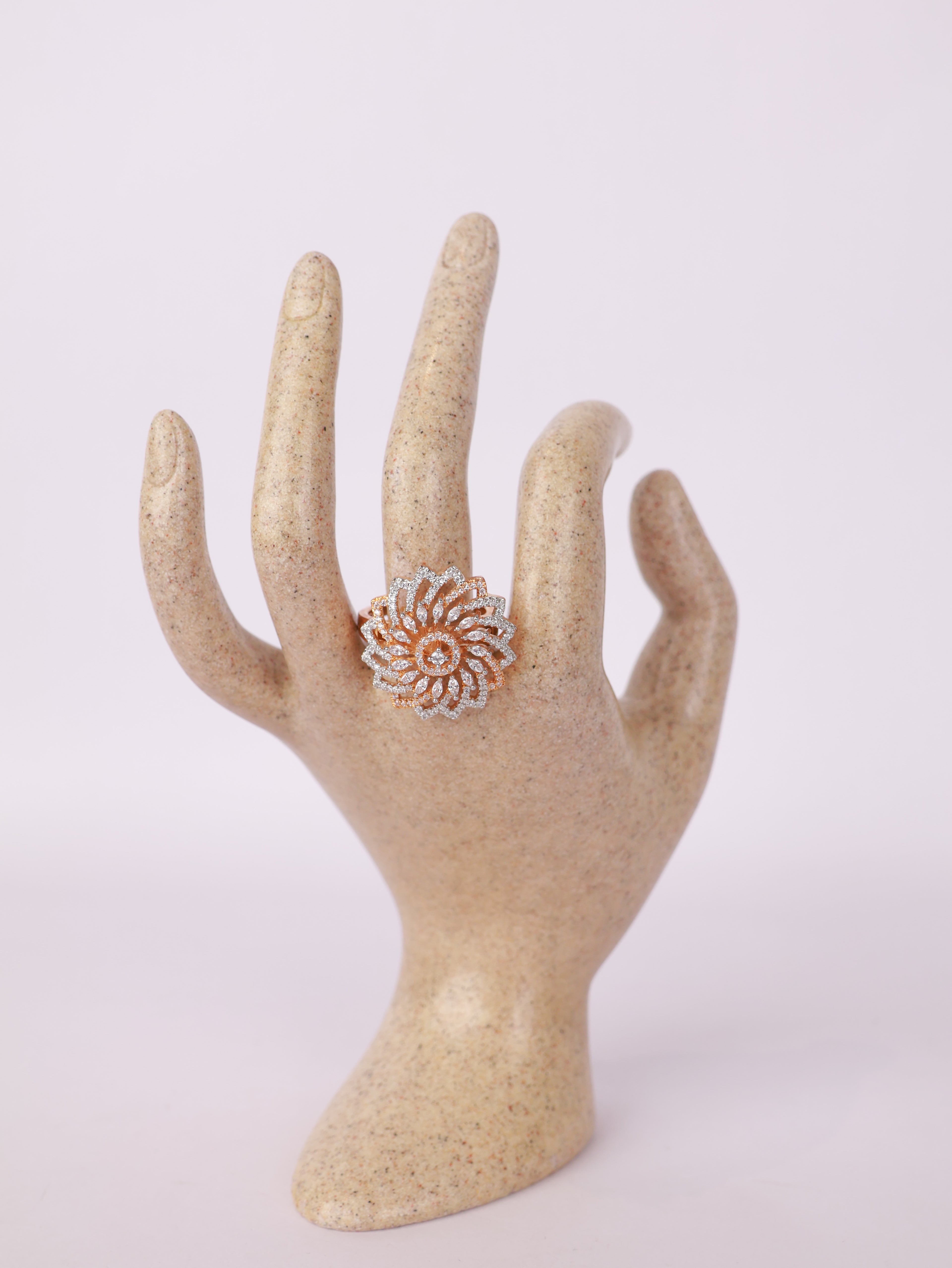 Floral Whirl Two-Tone Diamond Statement Ring