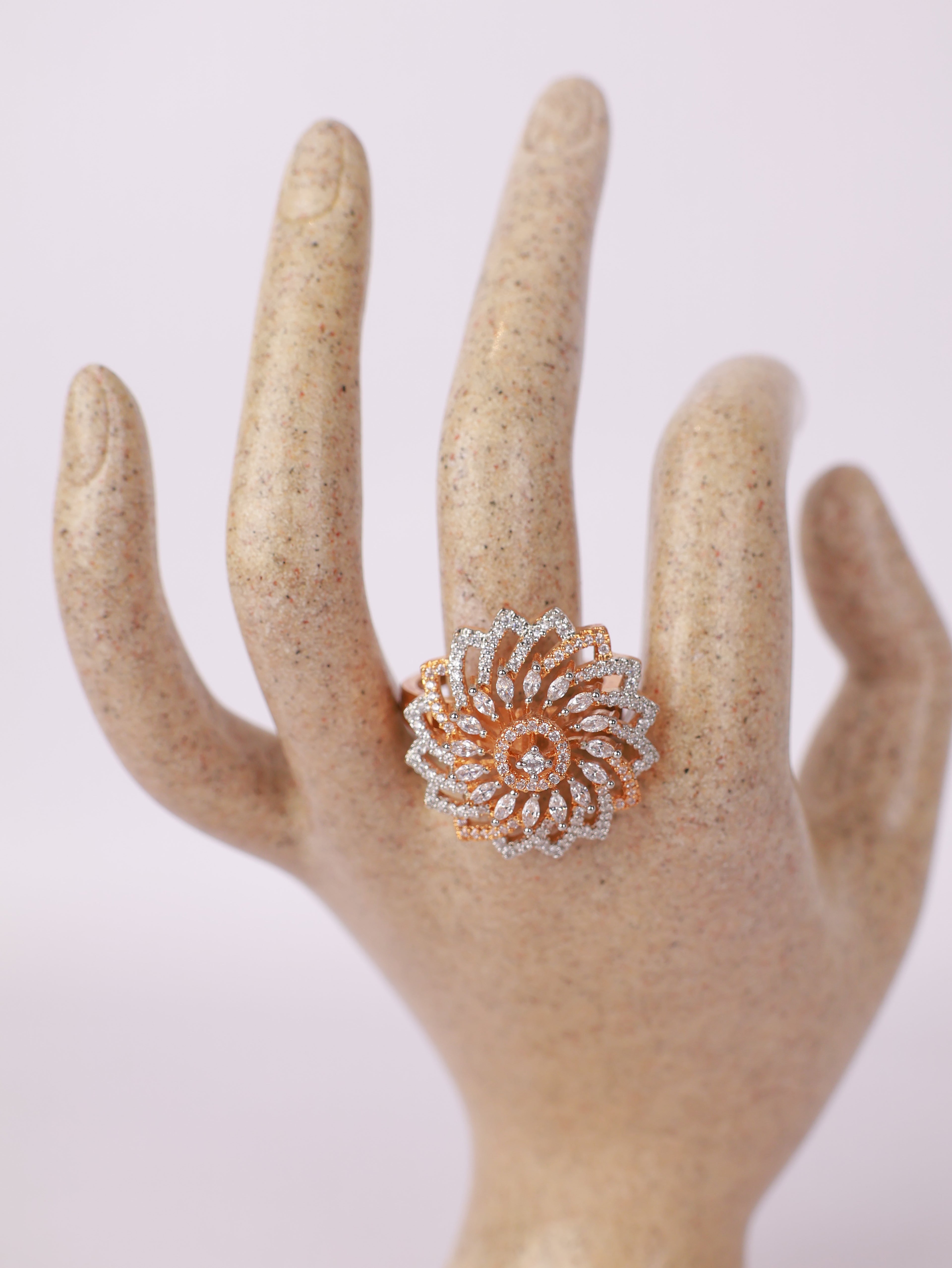Floral Whirl Two-Tone Diamond Statement Ring