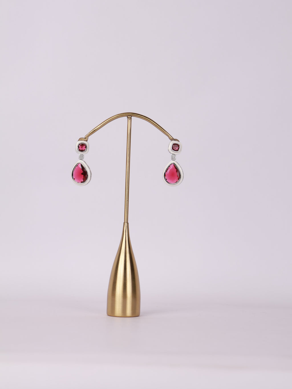 Royal Crimson Crystal & White Enamel Teardrop Earrings