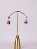 Royal Crimson Crystal & White Enamel Teardrop Earrings