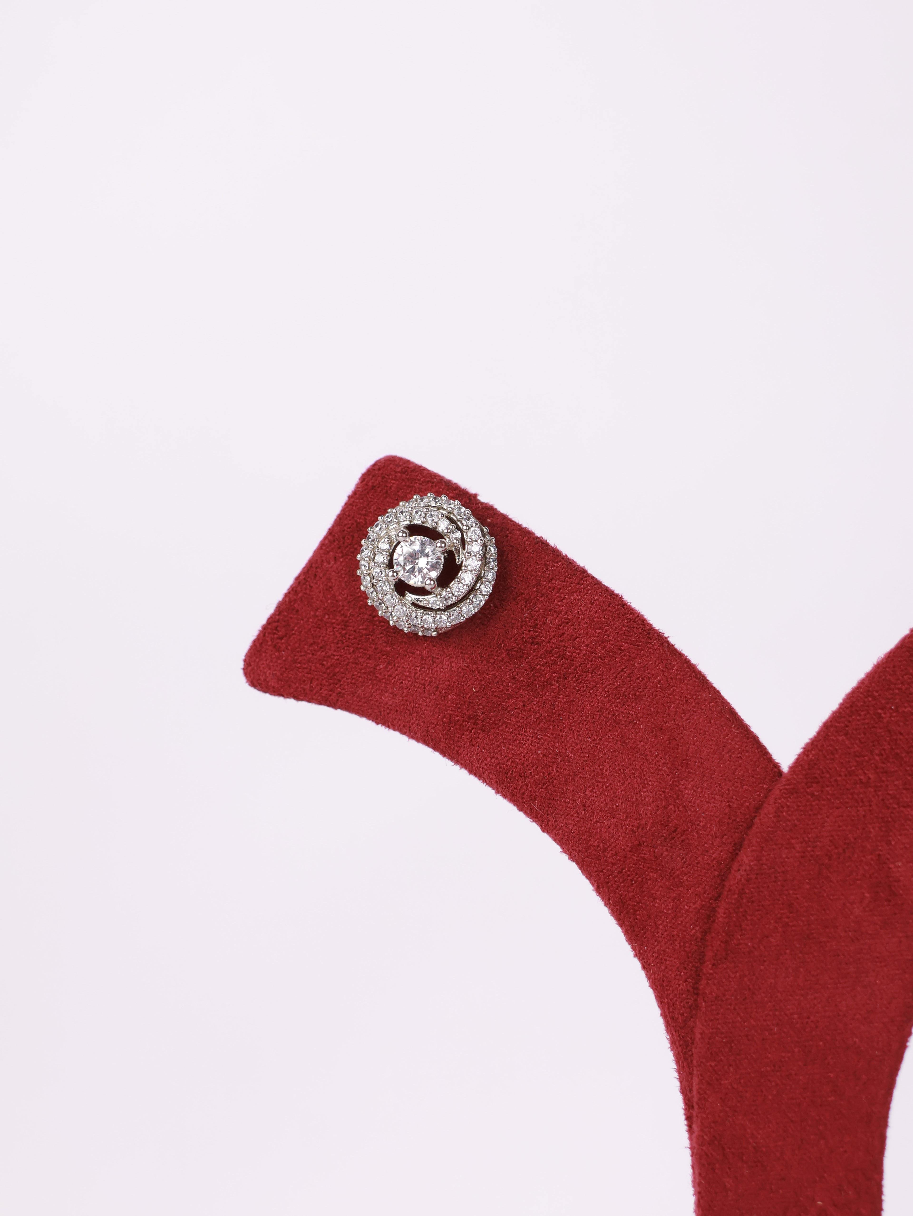 Royal Solitaire Swirl Pavé Stud Earrings
