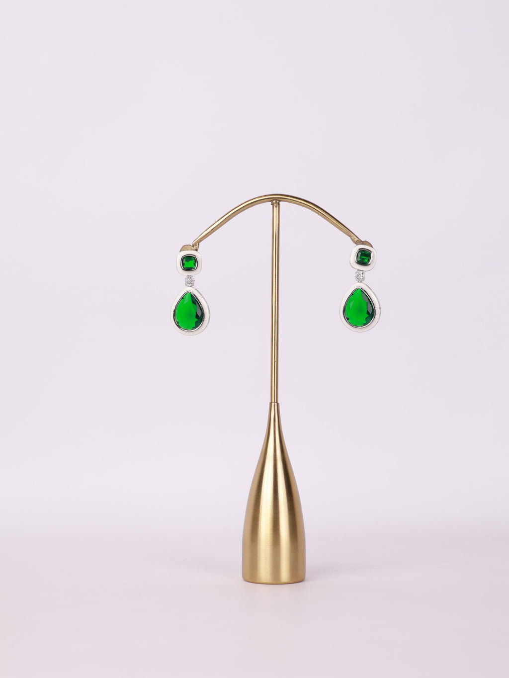 Royal Emerald Crystal & White Enamel Teardrop Earrings