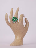 Royal Emerald Bloom & Diamond Pavé Statement Ring