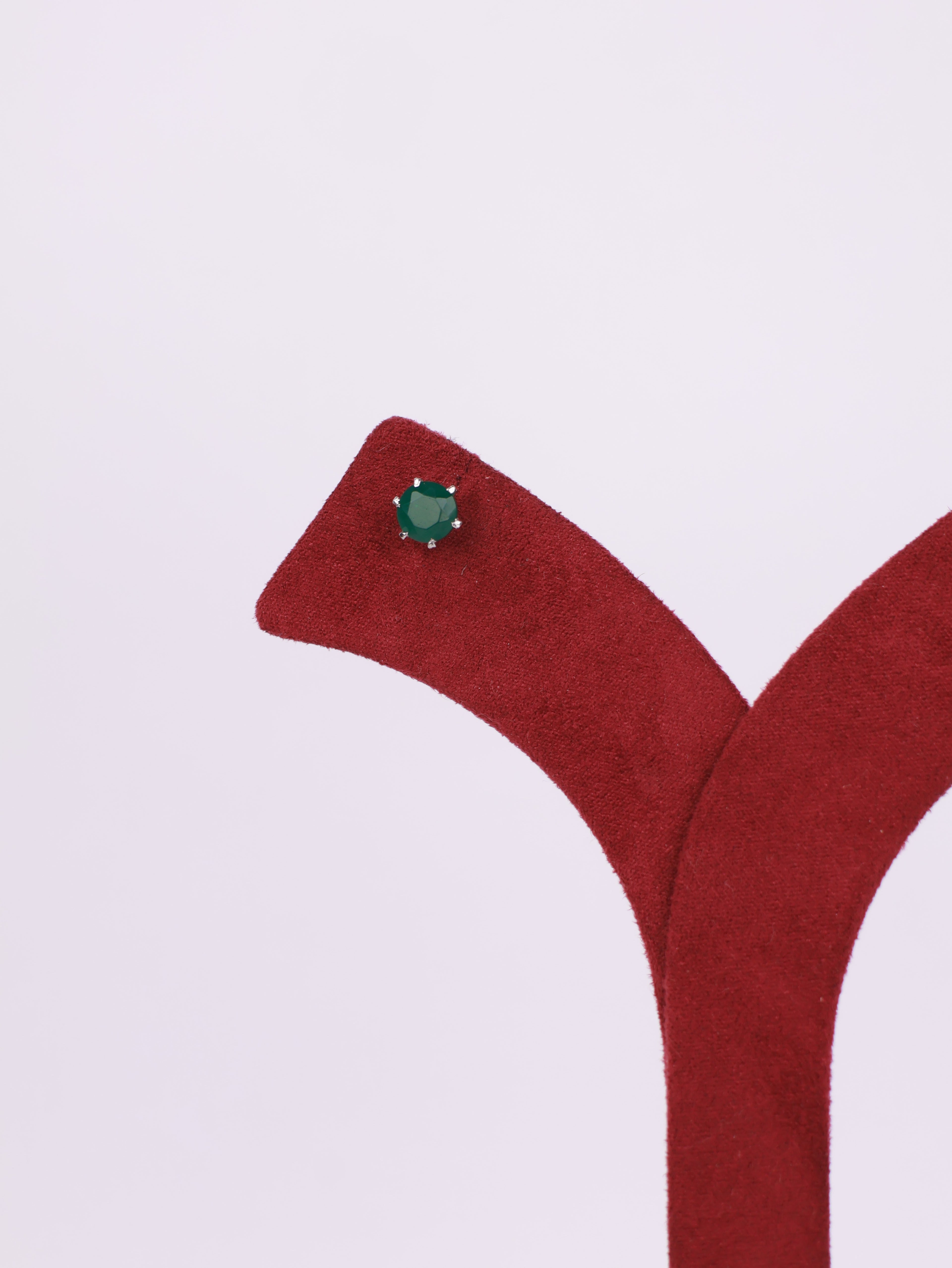 Emerald Solitaire Stud Earrings
