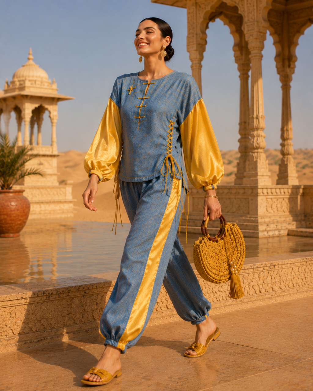 Desert Sky Denim & Satin Co-Ord Set